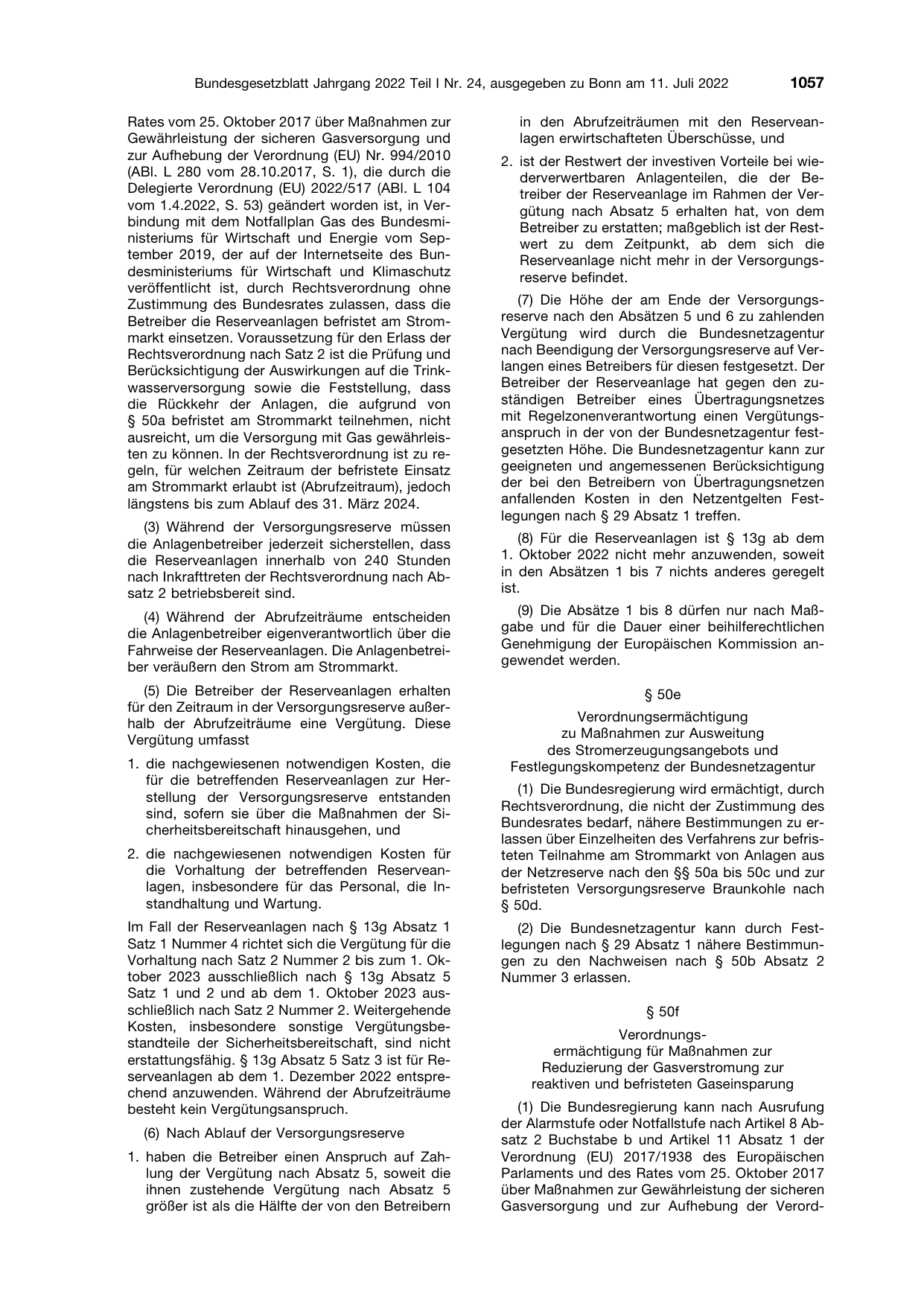 BGBl. 2022, Seite 1057 — Originalseite als Abbildung