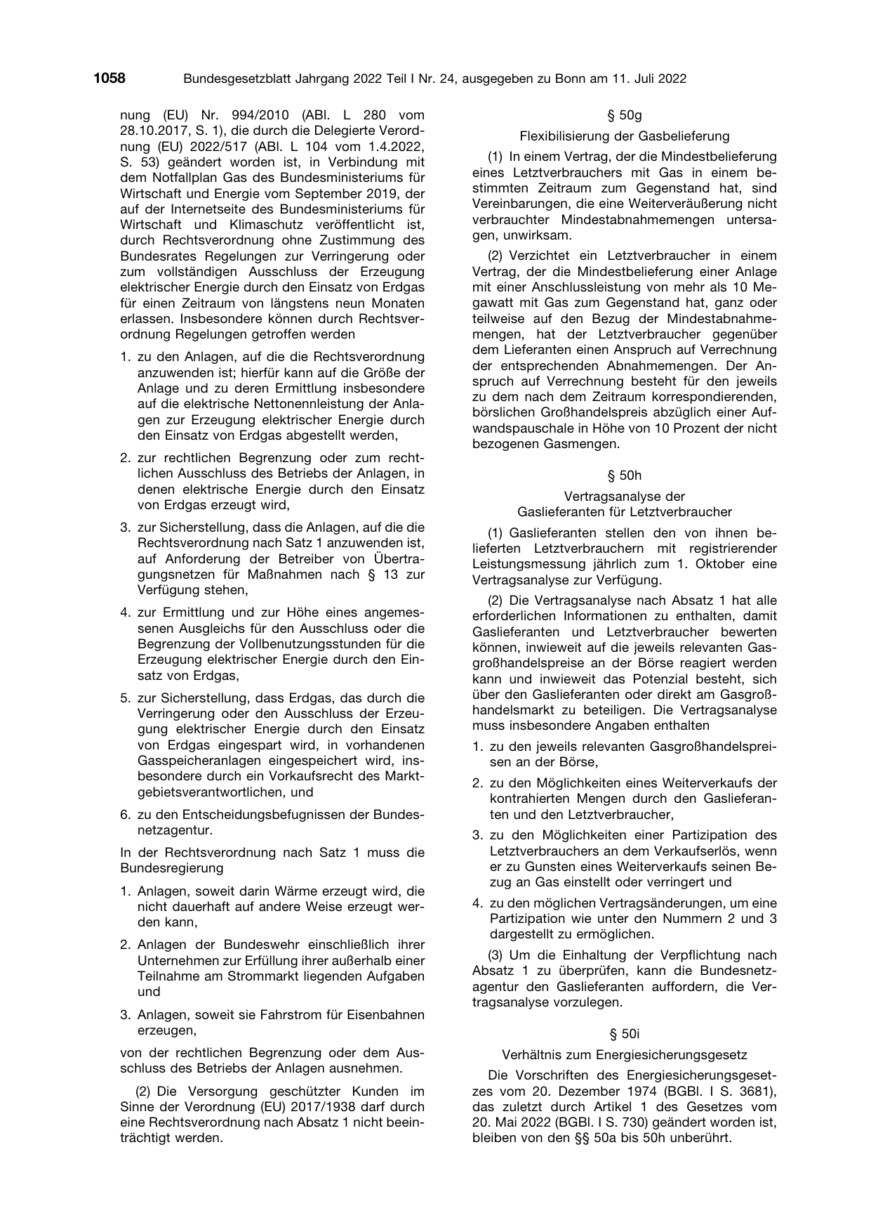 BGBl. 2022, Seite 1058 — Originalseite als Abbildung