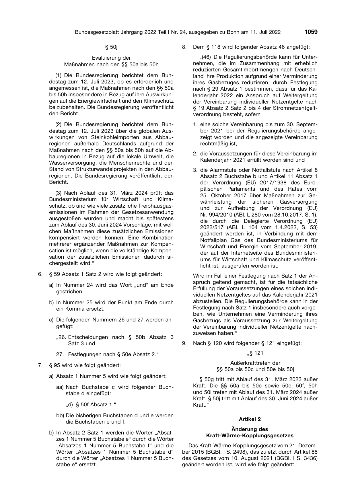 BGBl. 2022, Seite 1059 — Originalseite als Abbildung