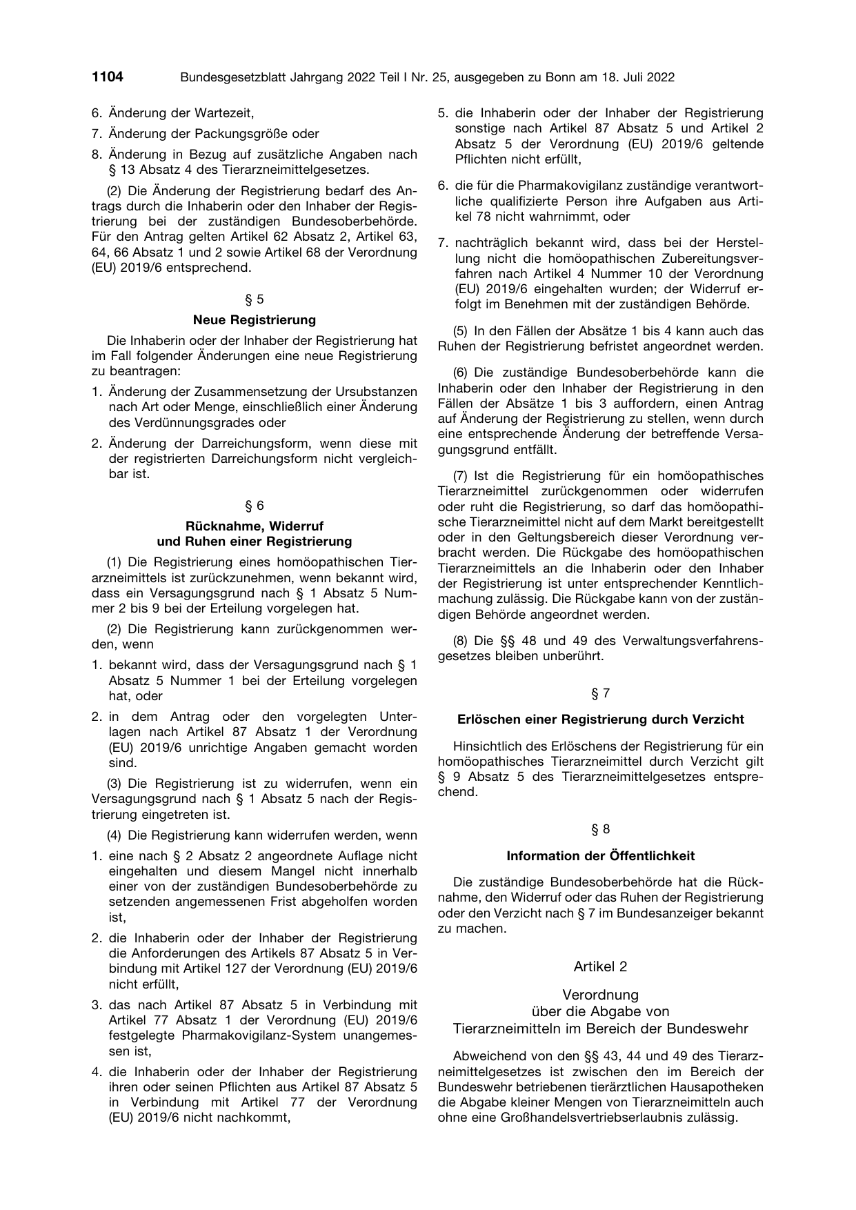 BGBl. 2022, Seite 1104 — Originalseite als Abbildung