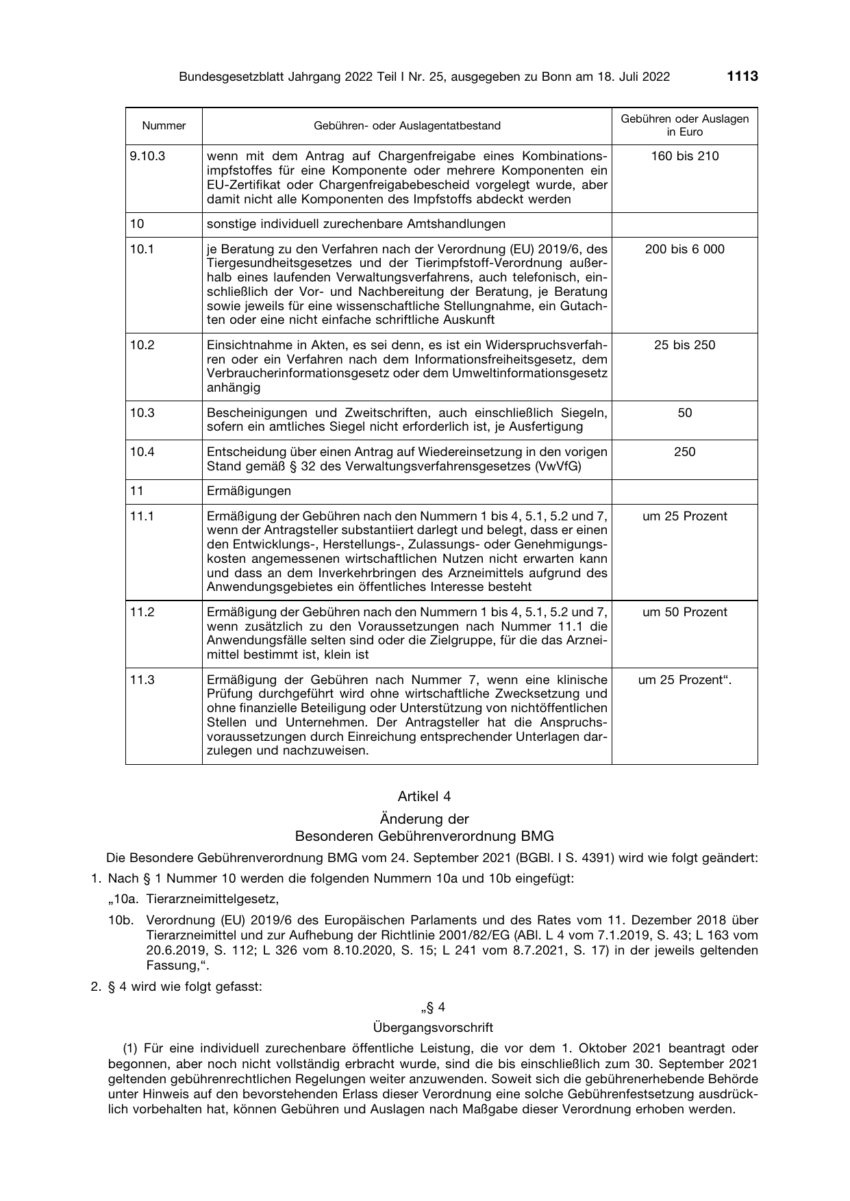 BGBl. 2022, Seite 1113 — Originalseite als Abbildung