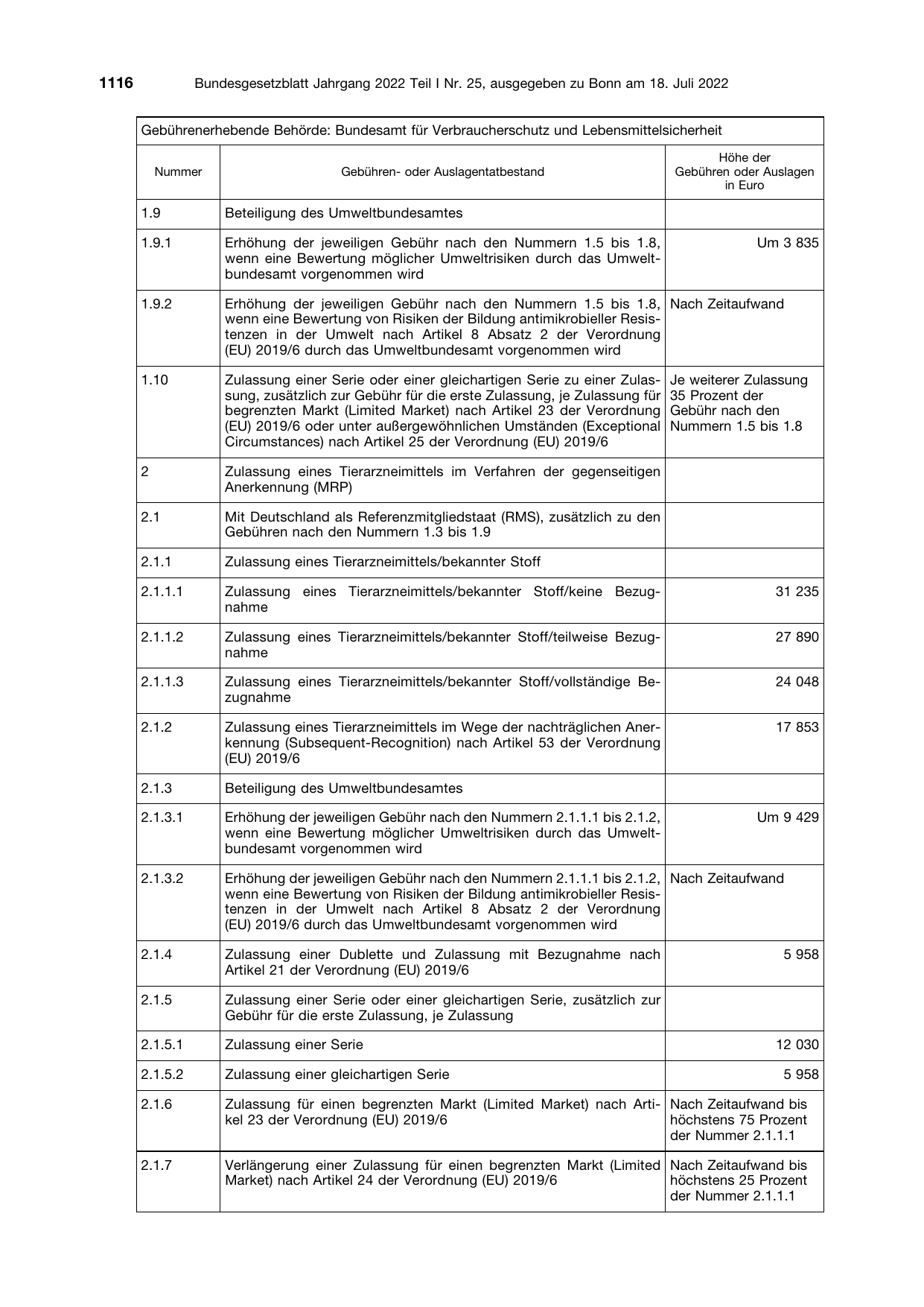 BGBl. 2022, Seite 1116 — Originalseite als Abbildung
