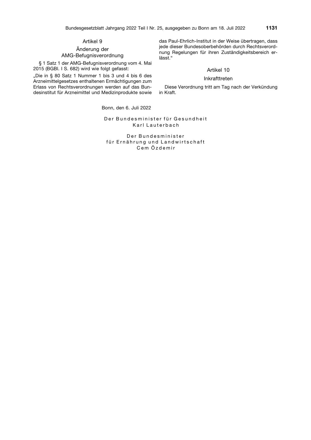 BGBl. 2022, Seite 1131 — Originalseite als Abbildung