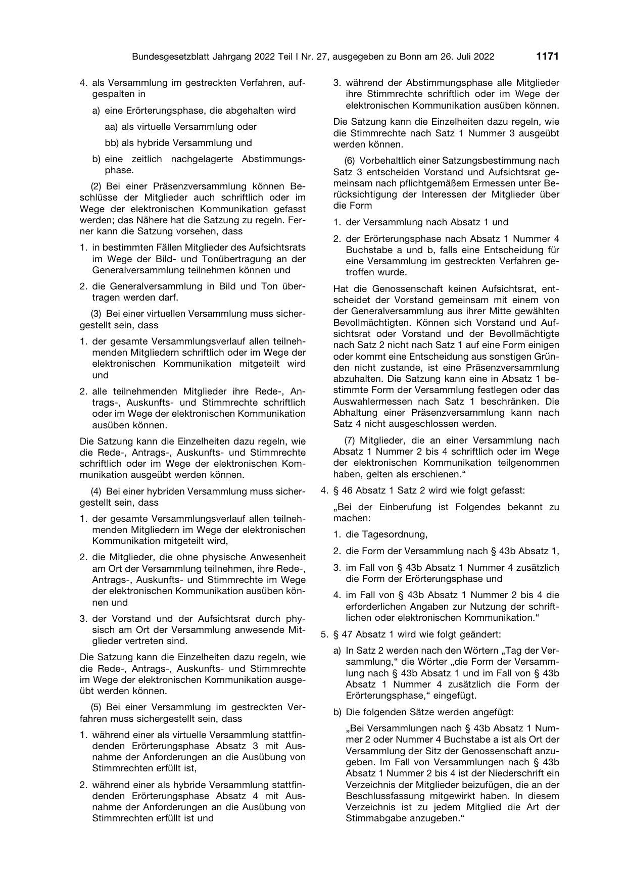 BGBl. 2022, Seite 1171 — Originalseite als Abbildung
