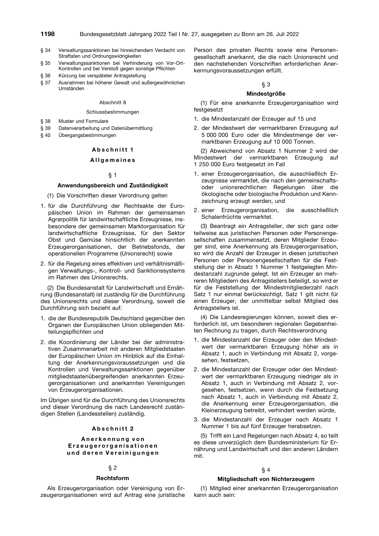 BGBl. 2022, Seite 1198 — Originalseite als Abbildung