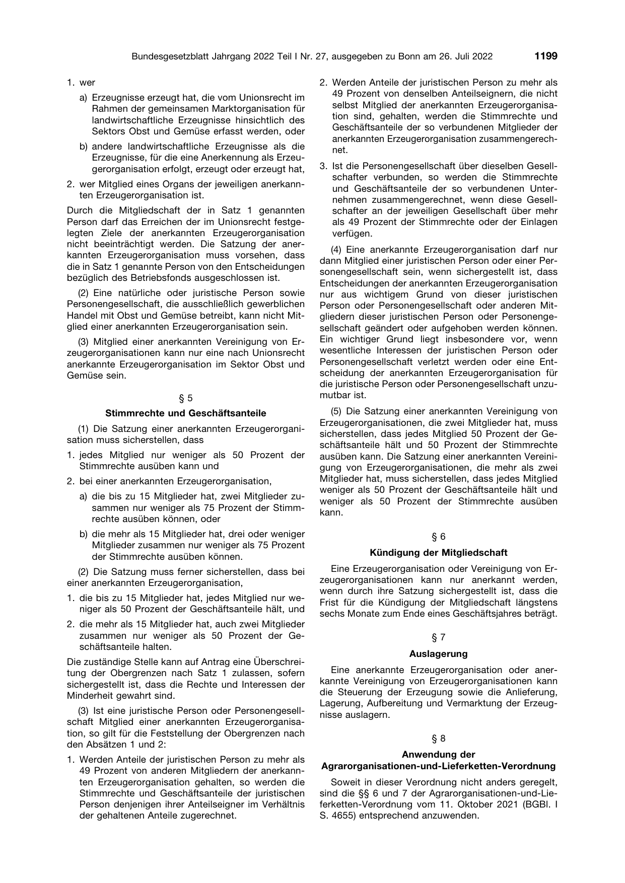 BGBl. 2022, Seite 1199 — Originalseite als Abbildung
