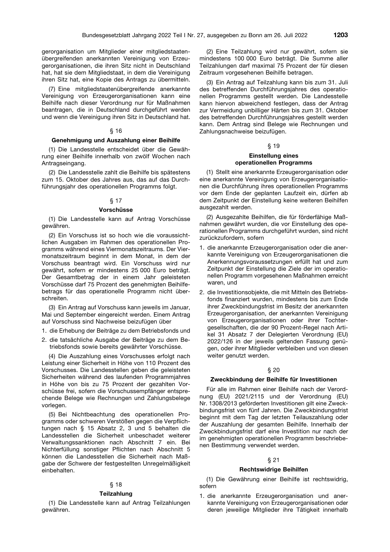 BGBl. 2022, Seite 1203 — Originalseite als Abbildung