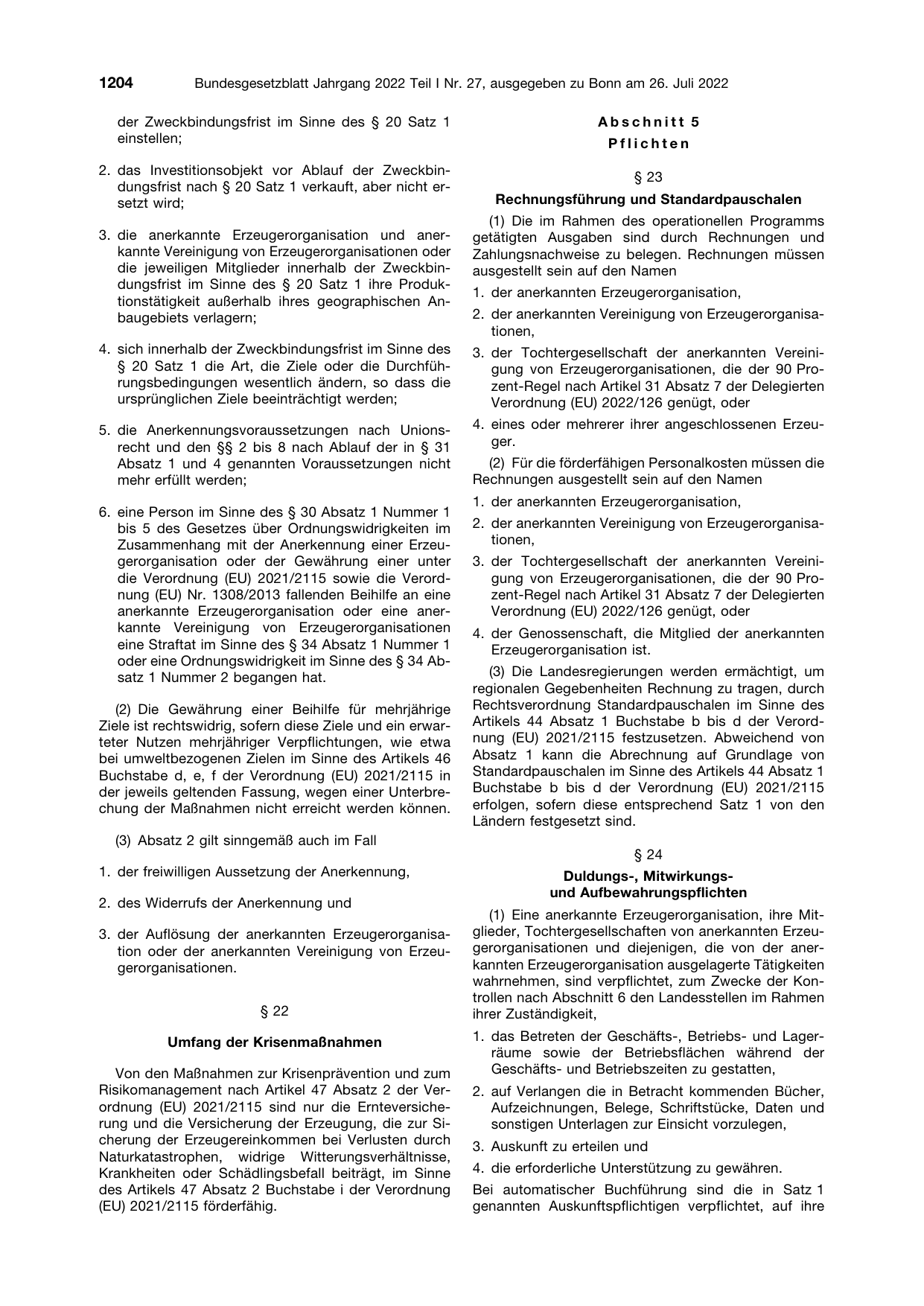 BGBl. 2022, Seite 1204 — Originalseite als Abbildung