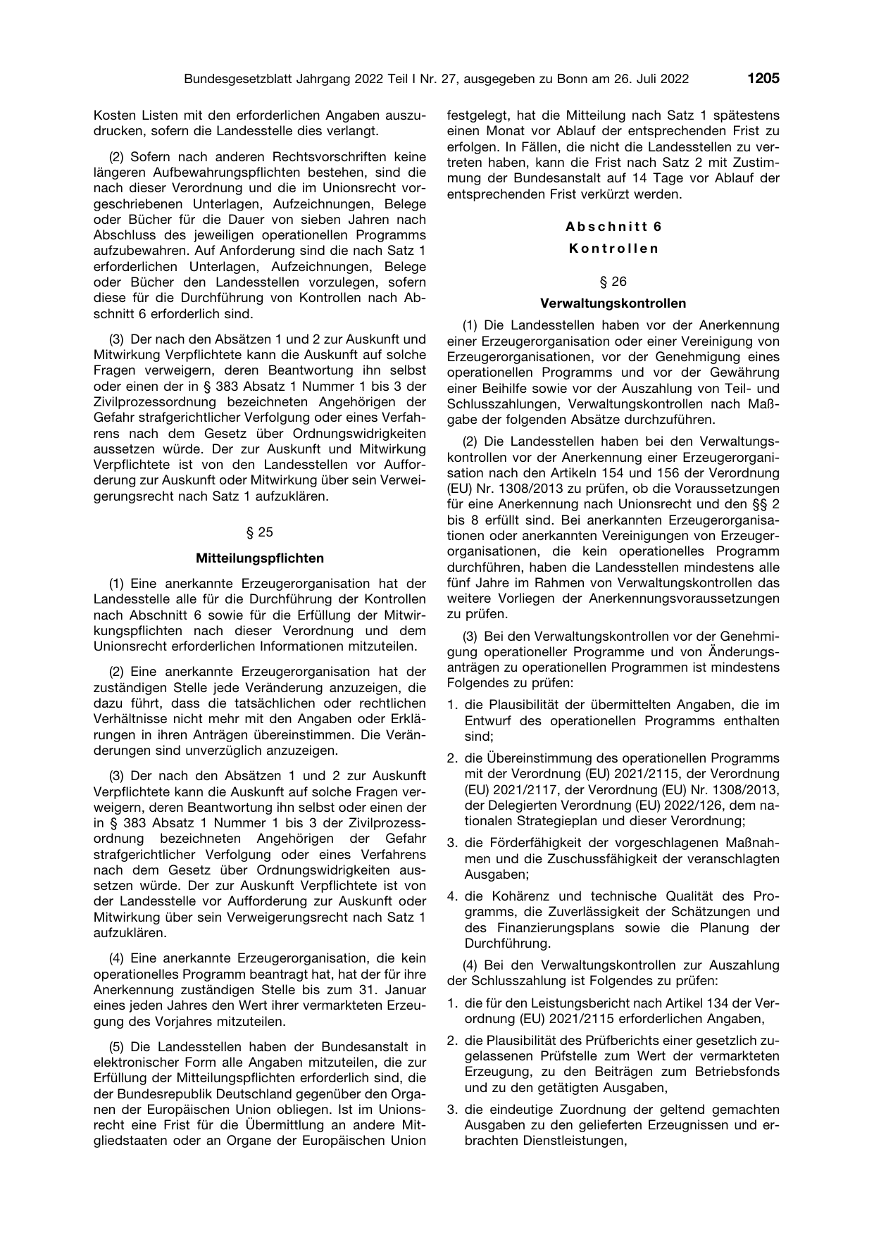 BGBl. 2022, Seite 1205 — Originalseite als Abbildung
