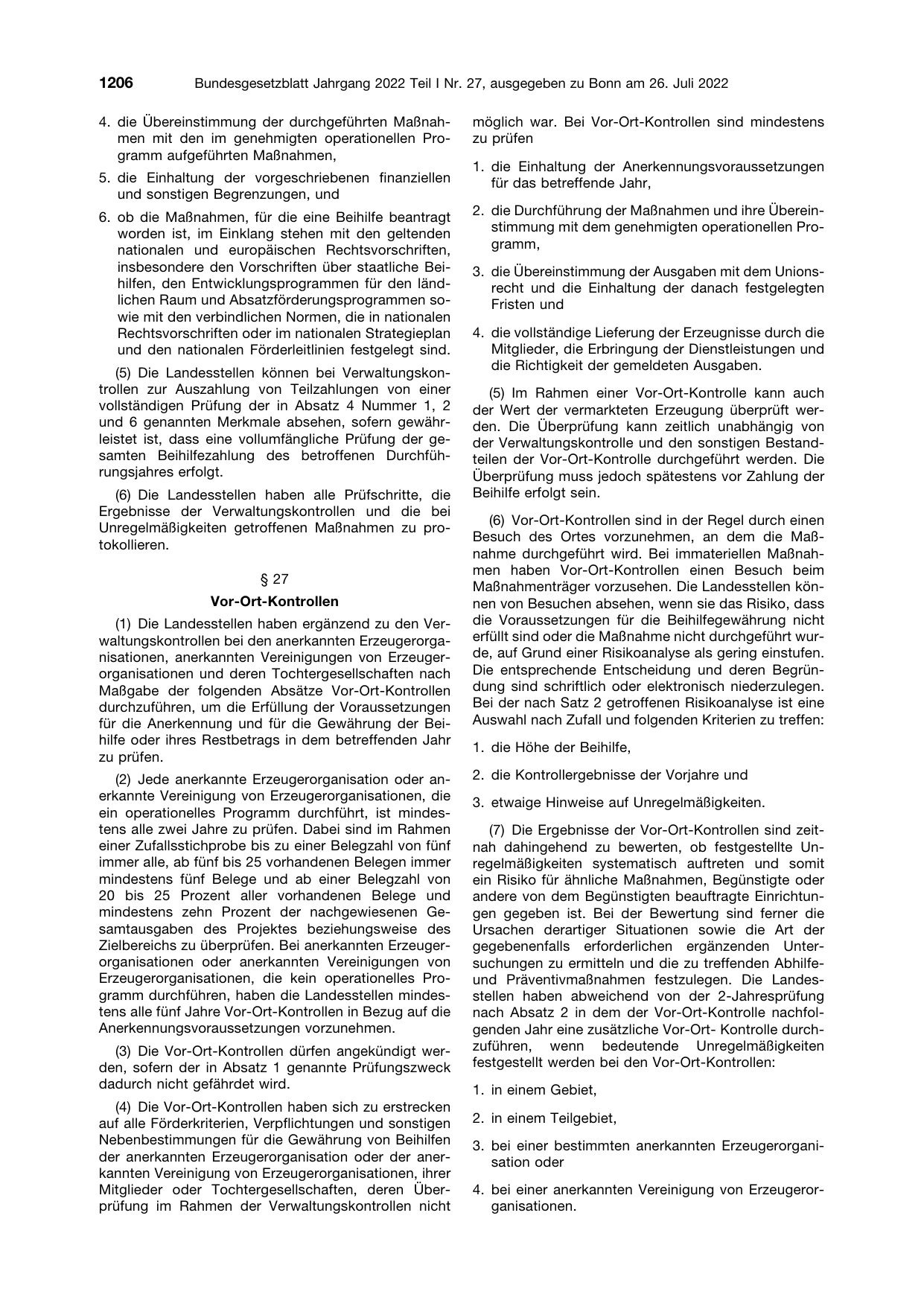 BGBl. 2022, Seite 1206 — Originalseite als Abbildung