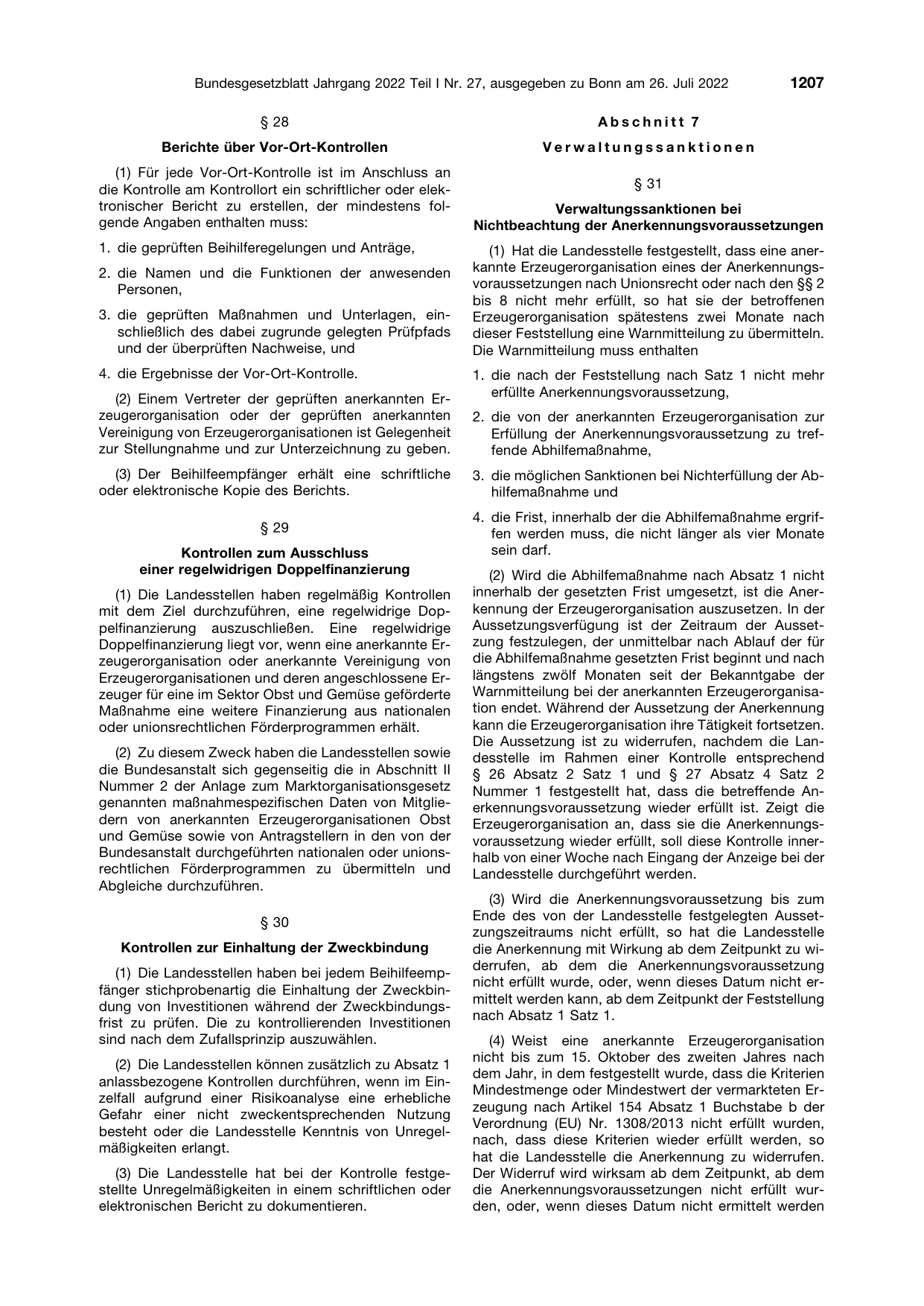 BGBl. 2022, Seite 1207 — Originalseite als Abbildung