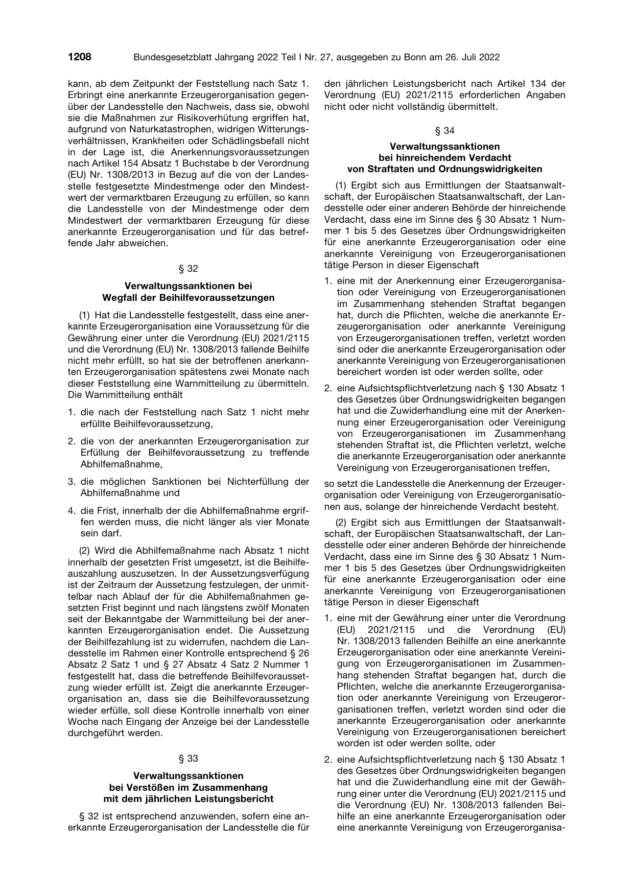 BGBl. 2022, Seite 1208 — Originalseite als Abbildung