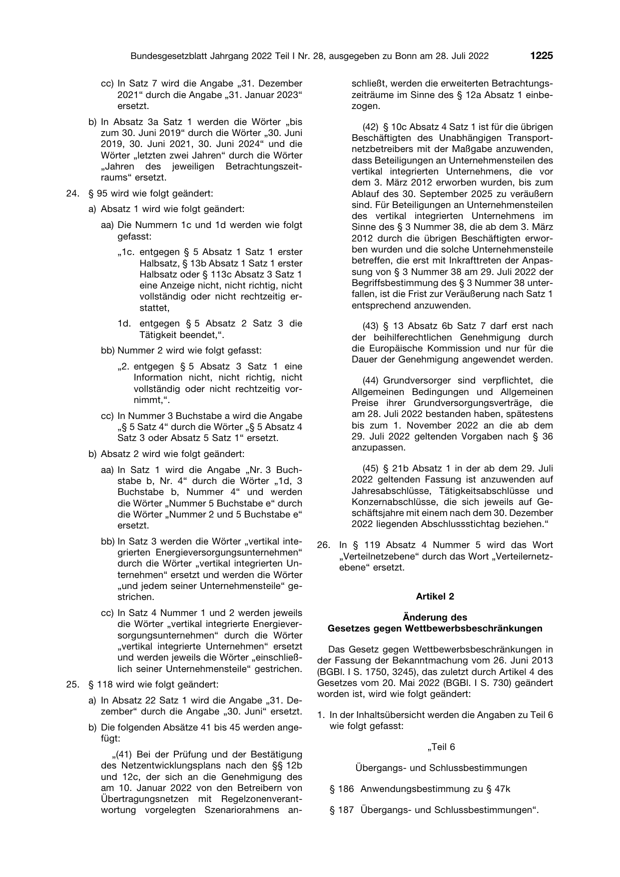 BGBl. 2022, Seite 1225 — Originalseite als Abbildung