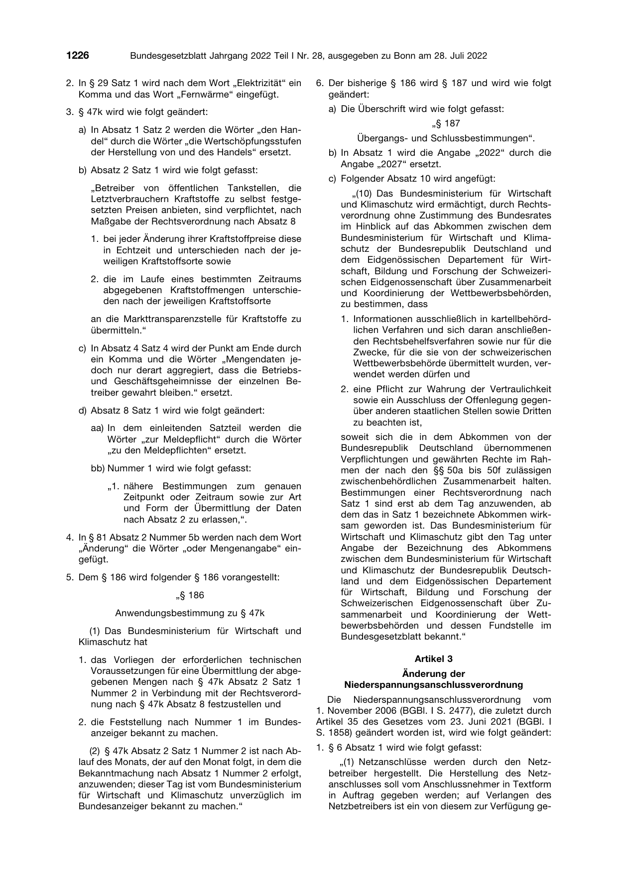 BGBl. 2022, Seite 1226 — Originalseite als Abbildung