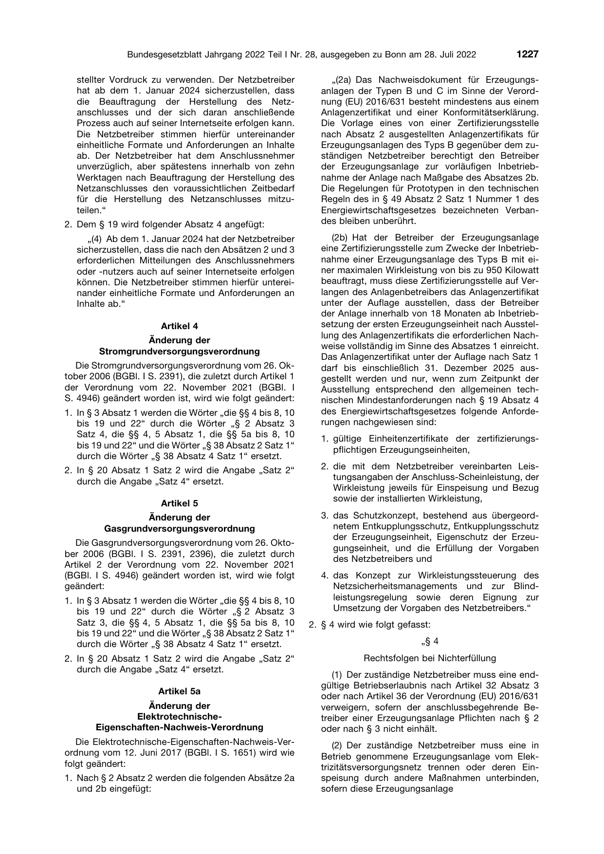 BGBl. 2022, Seite 1227 — Originalseite als Abbildung