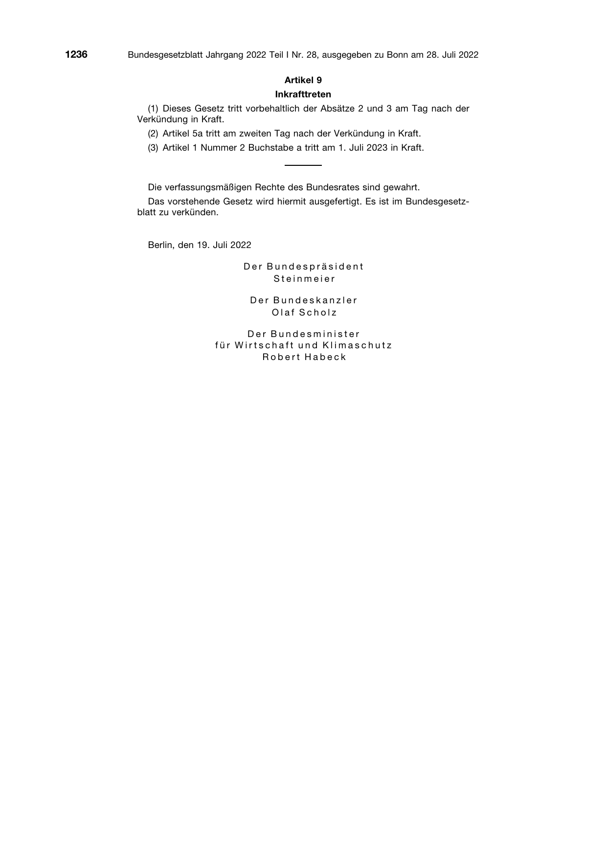 BGBl. 2022, Seite 1236 — Originalseite als Abbildung