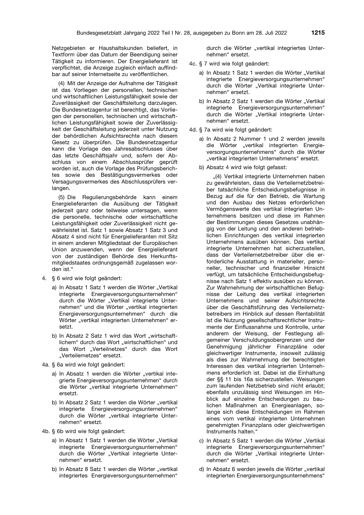 BGBl. 2022, Seite 1215 — Originalseite als Abbildung