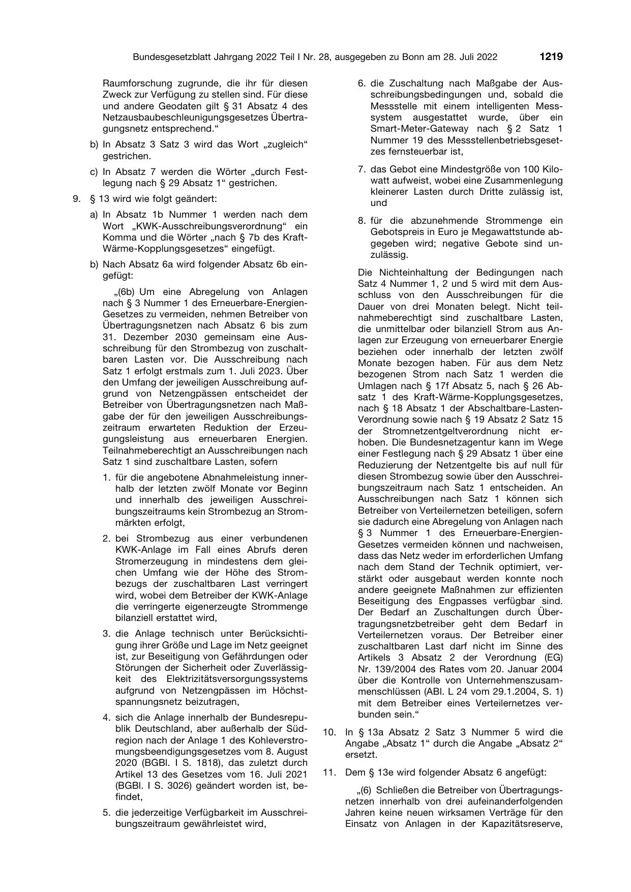 BGBl. 2022, Seite 1219 — Originalseite als Abbildung