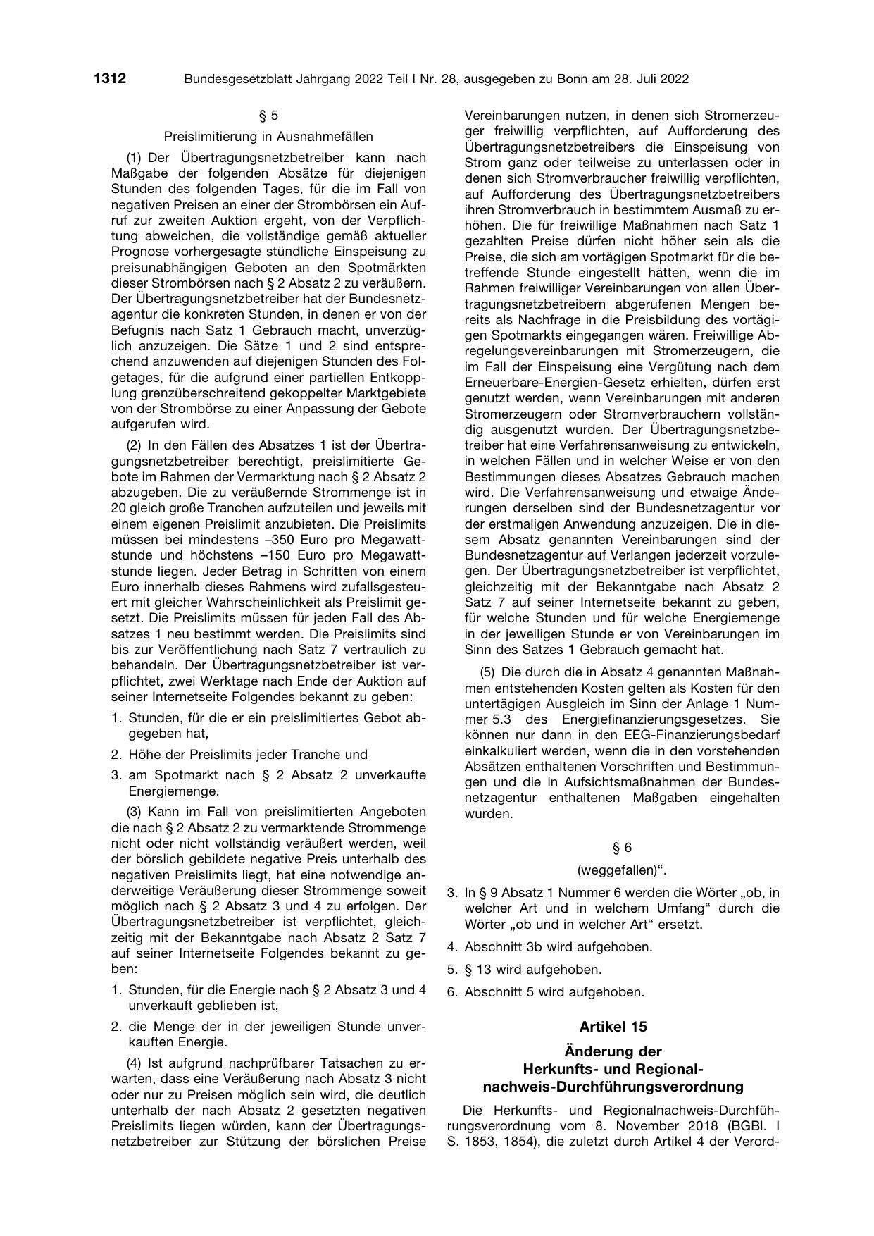 BGBl. 2022, Seite 1312 — Originalseite als Abbildung