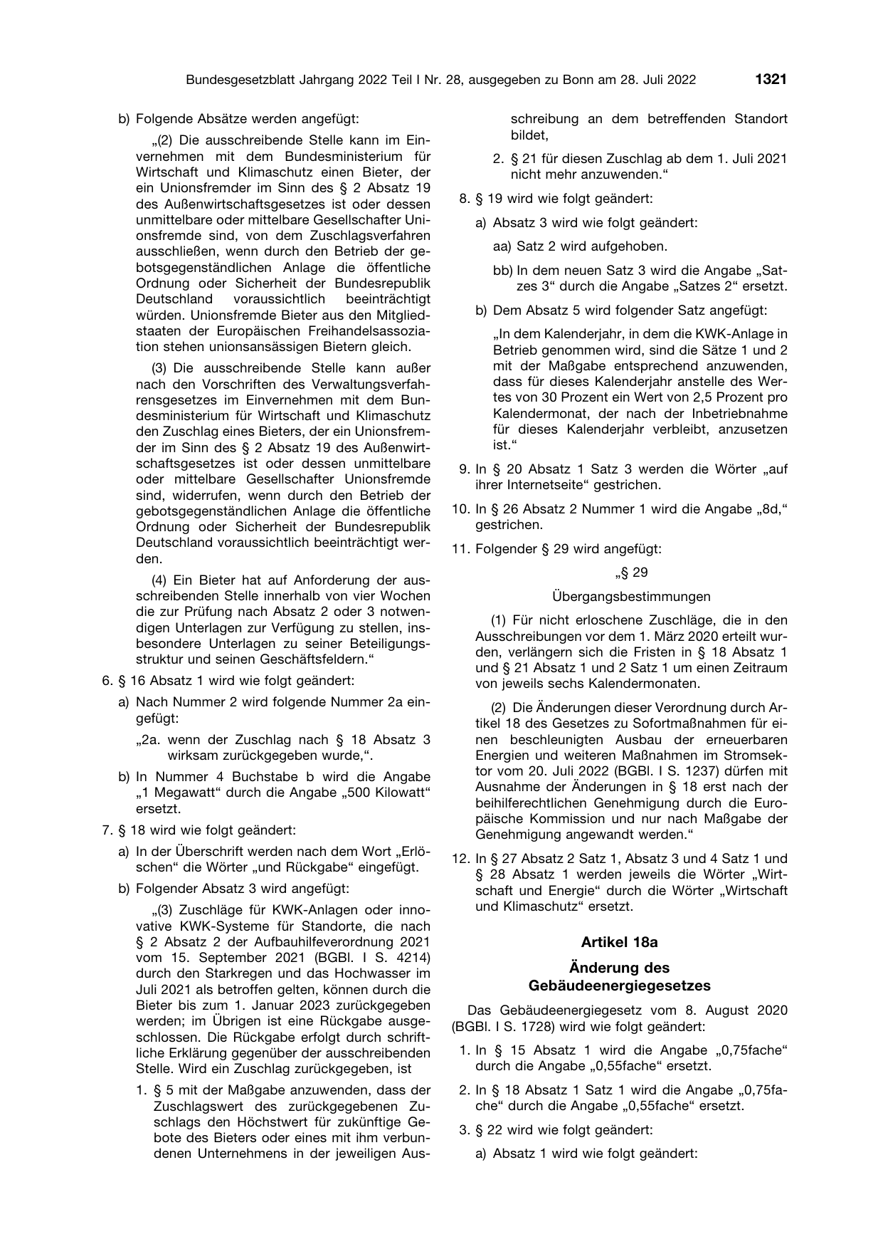 BGBl. 2022, Seite 1321 — Originalseite als Abbildung