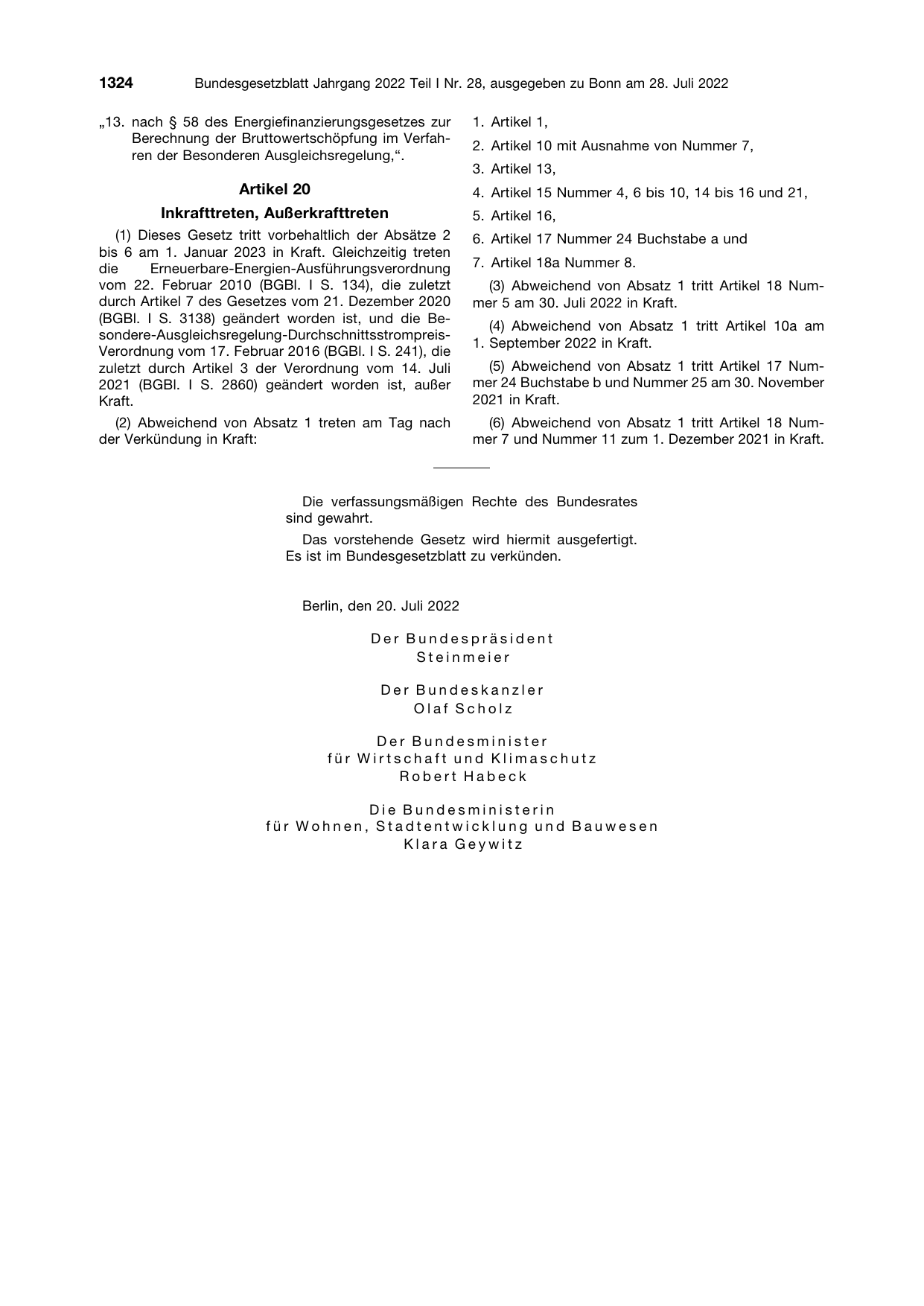 BGBl. 2022, Seite 1324 — Originalseite als Abbildung