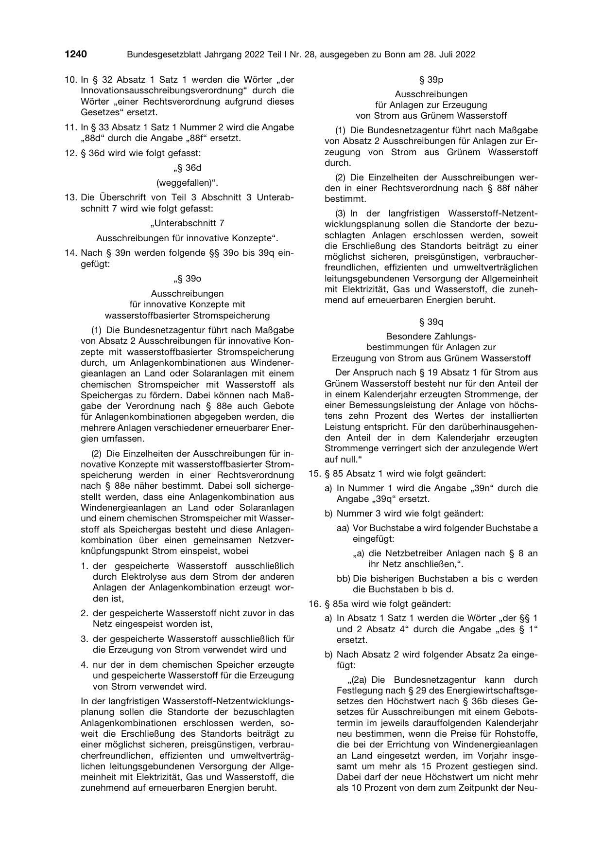 BGBl. 2022, Seite 1240 — Originalseite als Abbildung