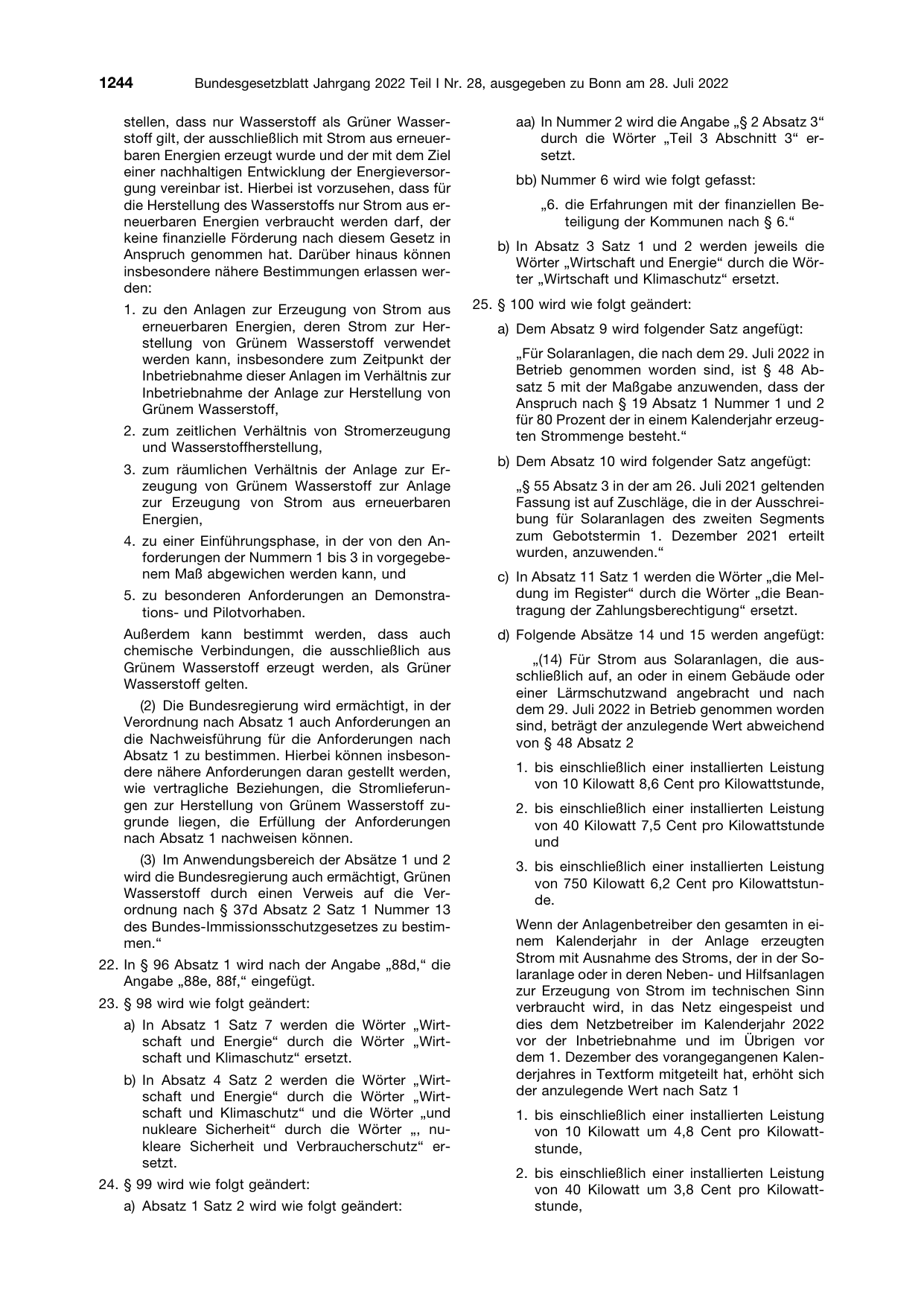 BGBl. 2022, Seite 1244 — Originalseite als Abbildung