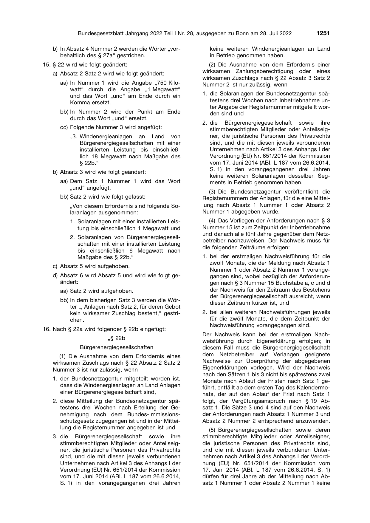 BGBl. 2022, Seite 1251 — Originalseite als Abbildung