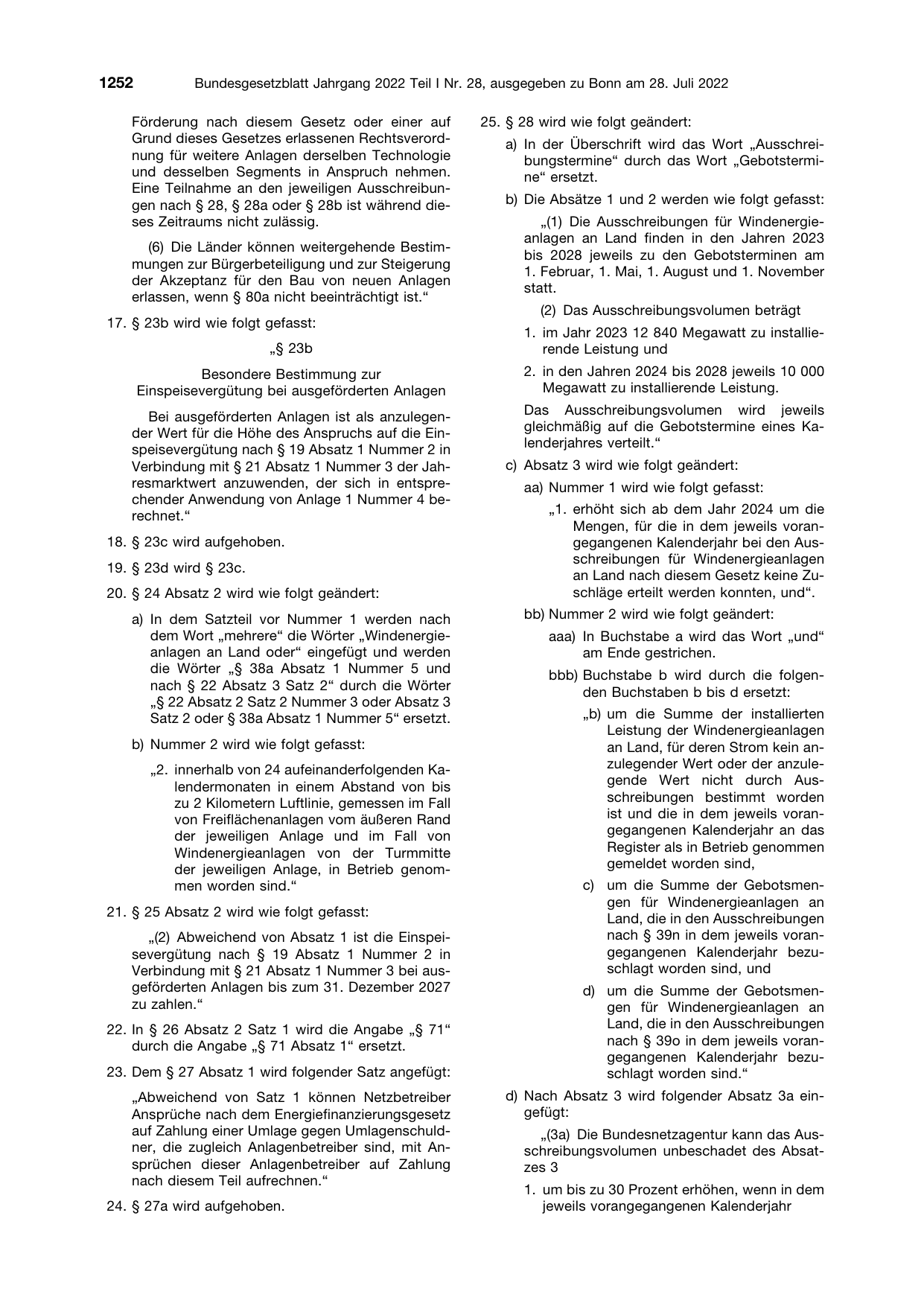 BGBl. 2022, Seite 1252 — Originalseite als Abbildung