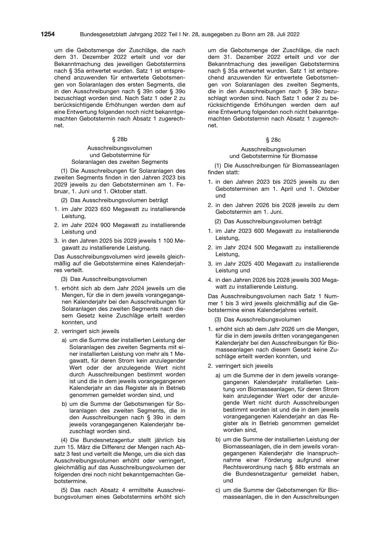 BGBl. 2022, Seite 1254 — Originalseite als Abbildung