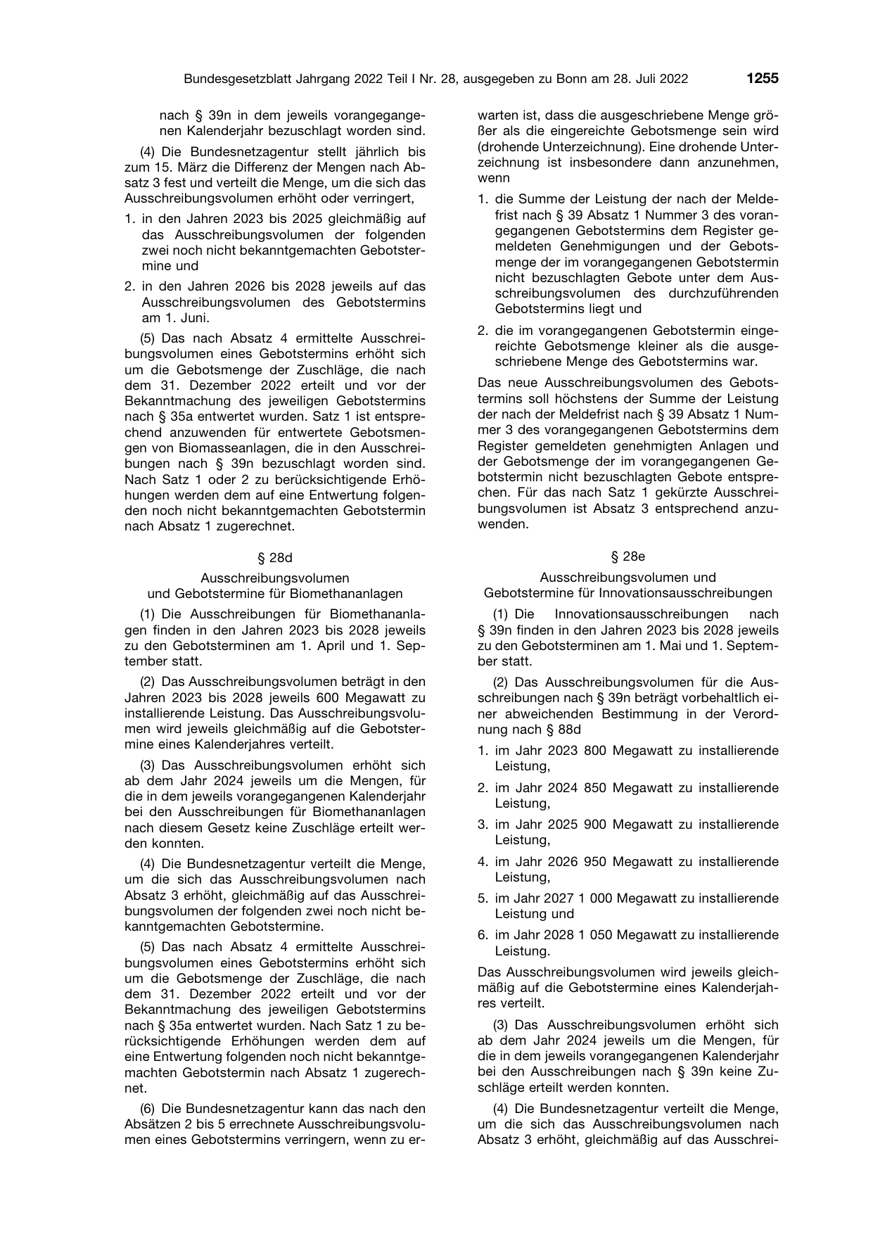 BGBl. 2022, Seite 1255 — Originalseite als Abbildung