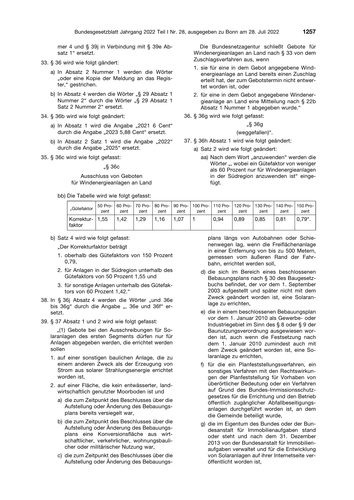 BGBl. 2022, Seite 1257 — Originalseite als Abbildung