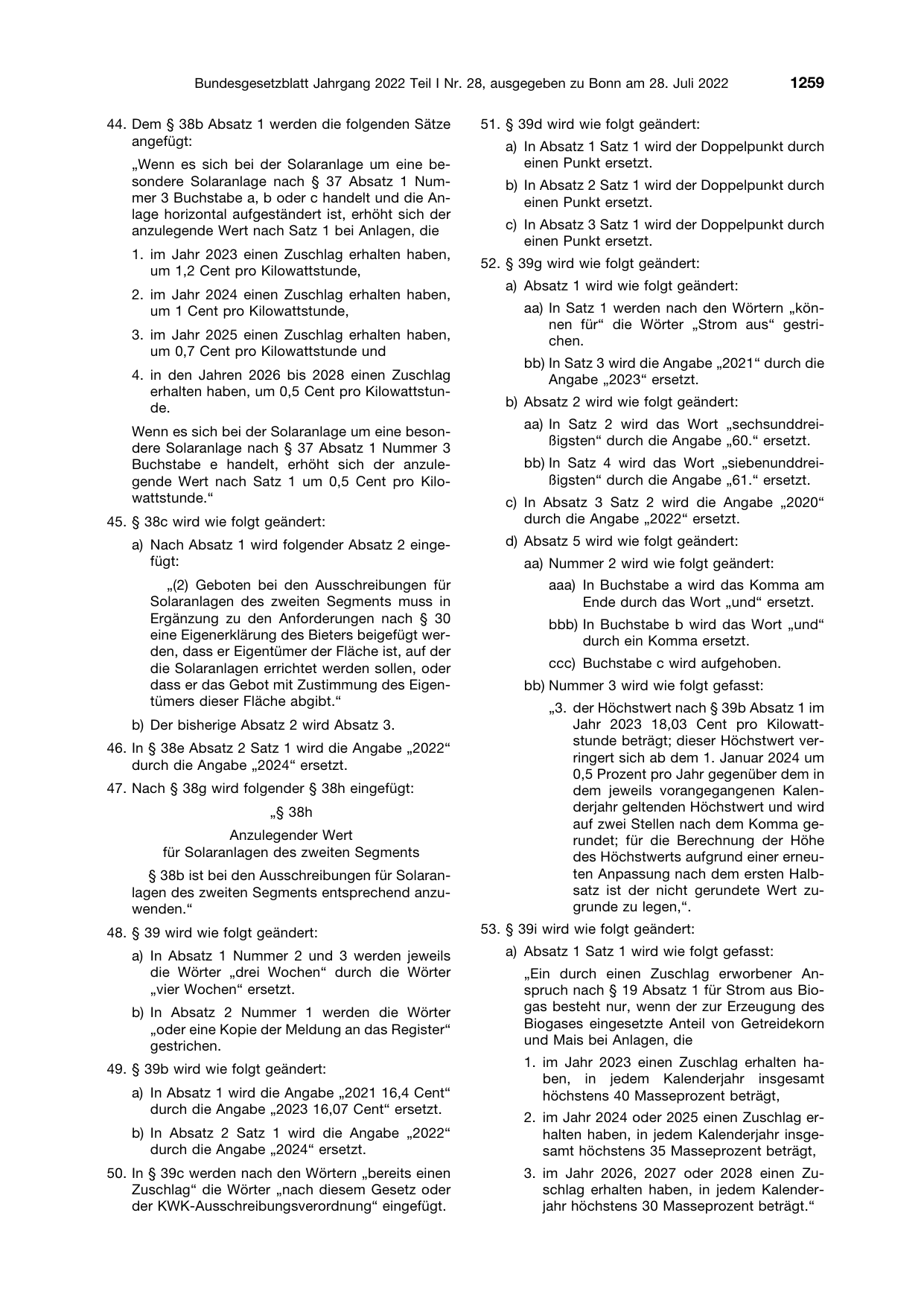 BGBl. 2022, Seite 1259 — Originalseite als Abbildung