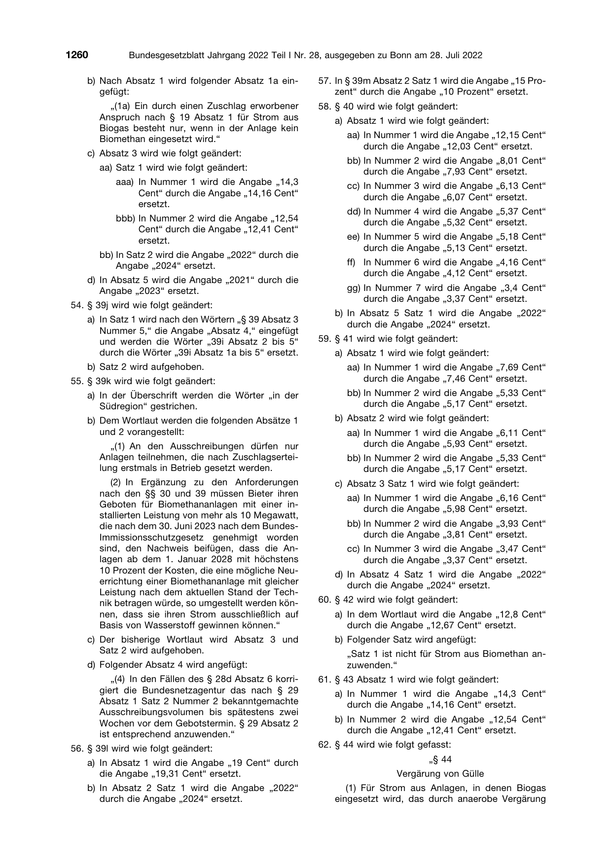 BGBl. 2022, Seite 1260 — Originalseite als Abbildung