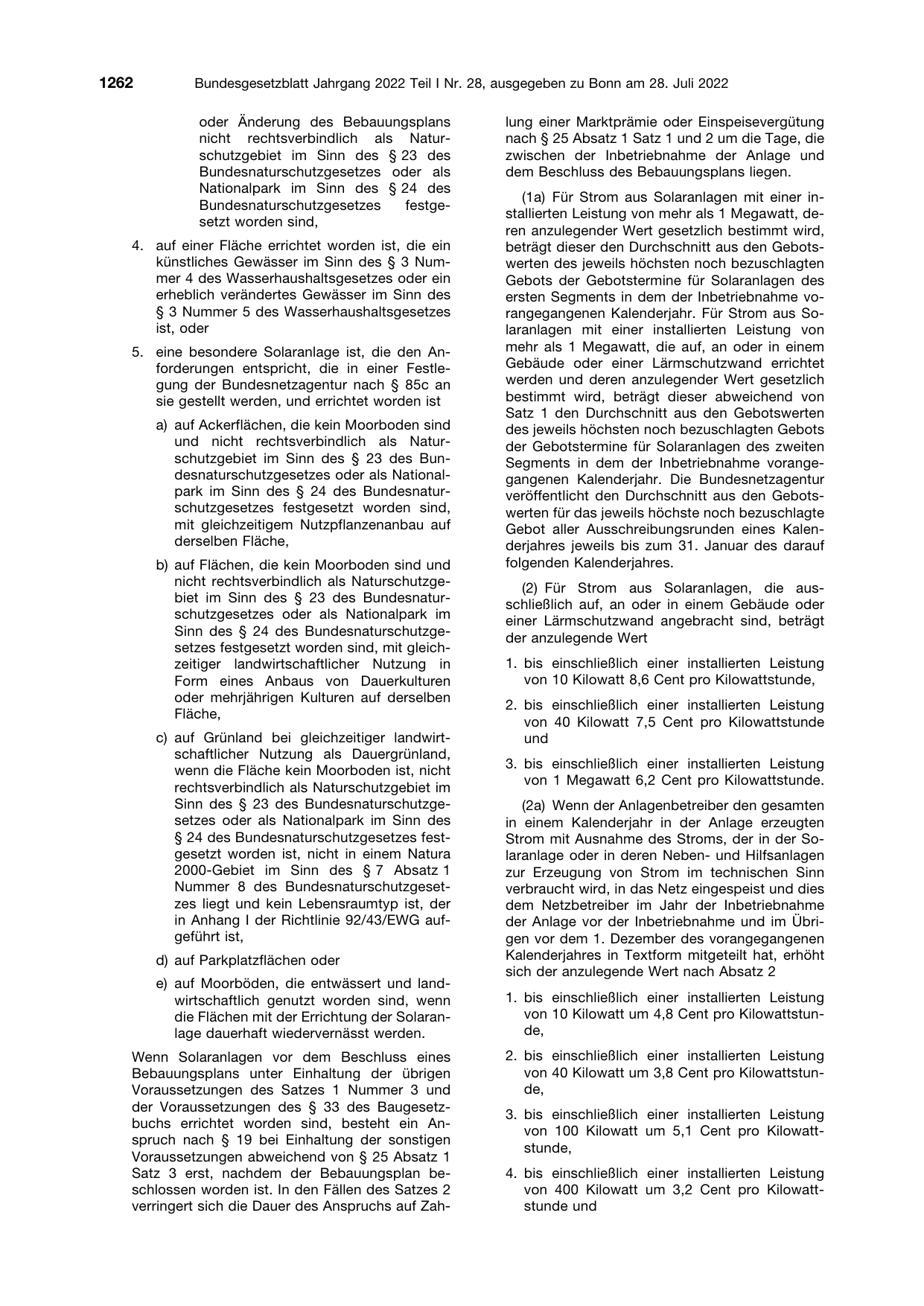 BGBl. 2022, Seite 1262 — Originalseite als Abbildung