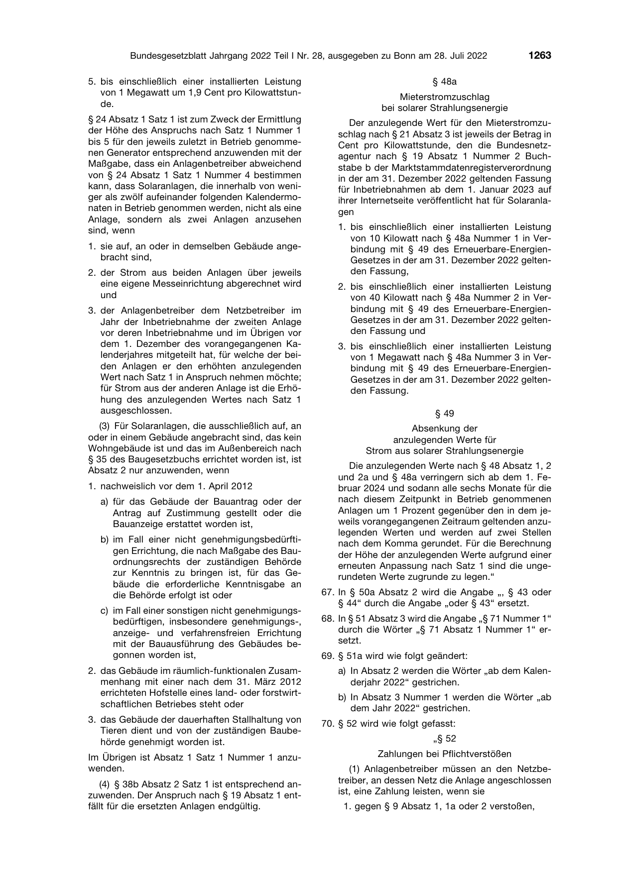 BGBl. 2022, Seite 1263 — Originalseite als Abbildung