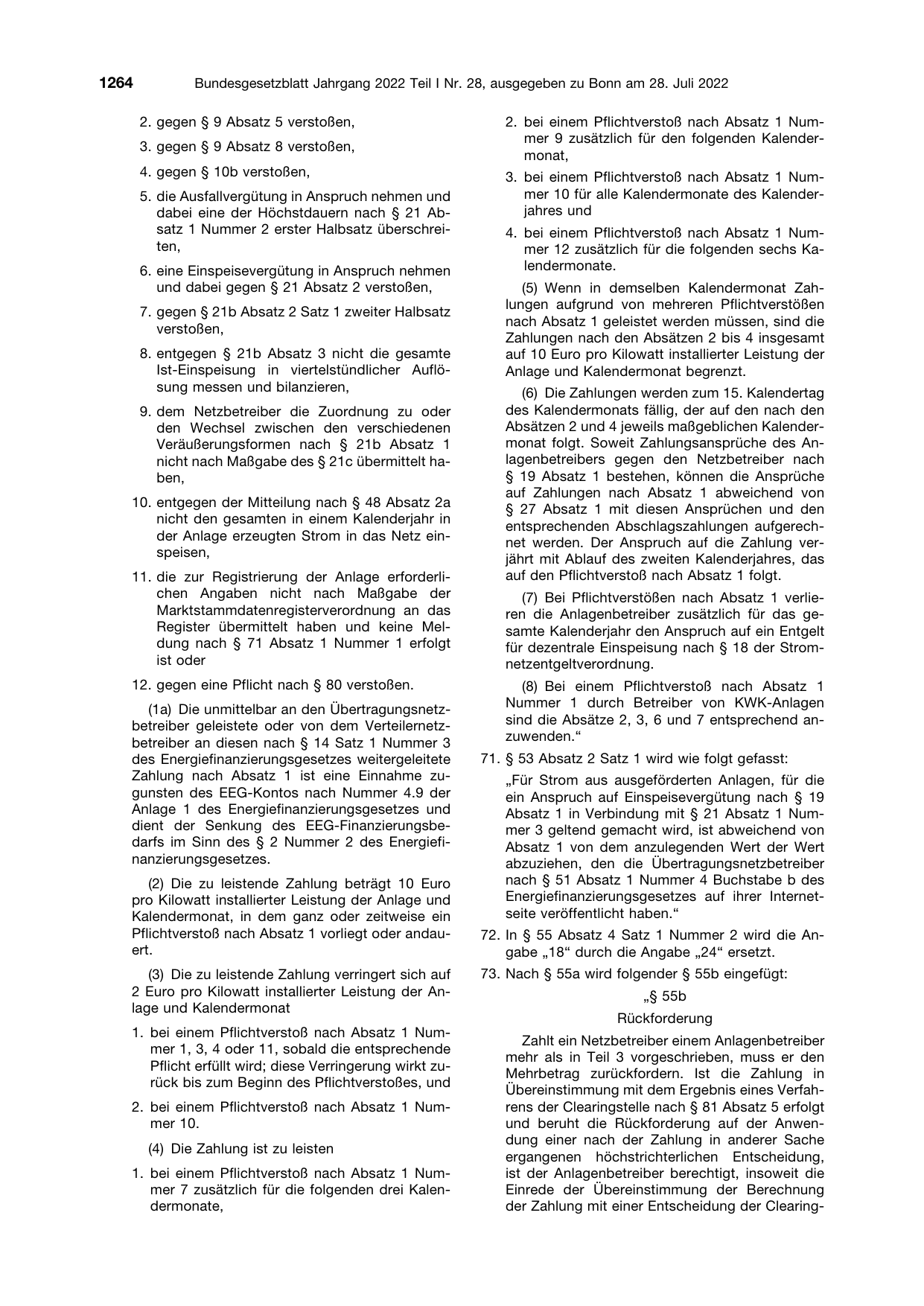 BGBl. 2022, Seite 1264 — Originalseite als Abbildung