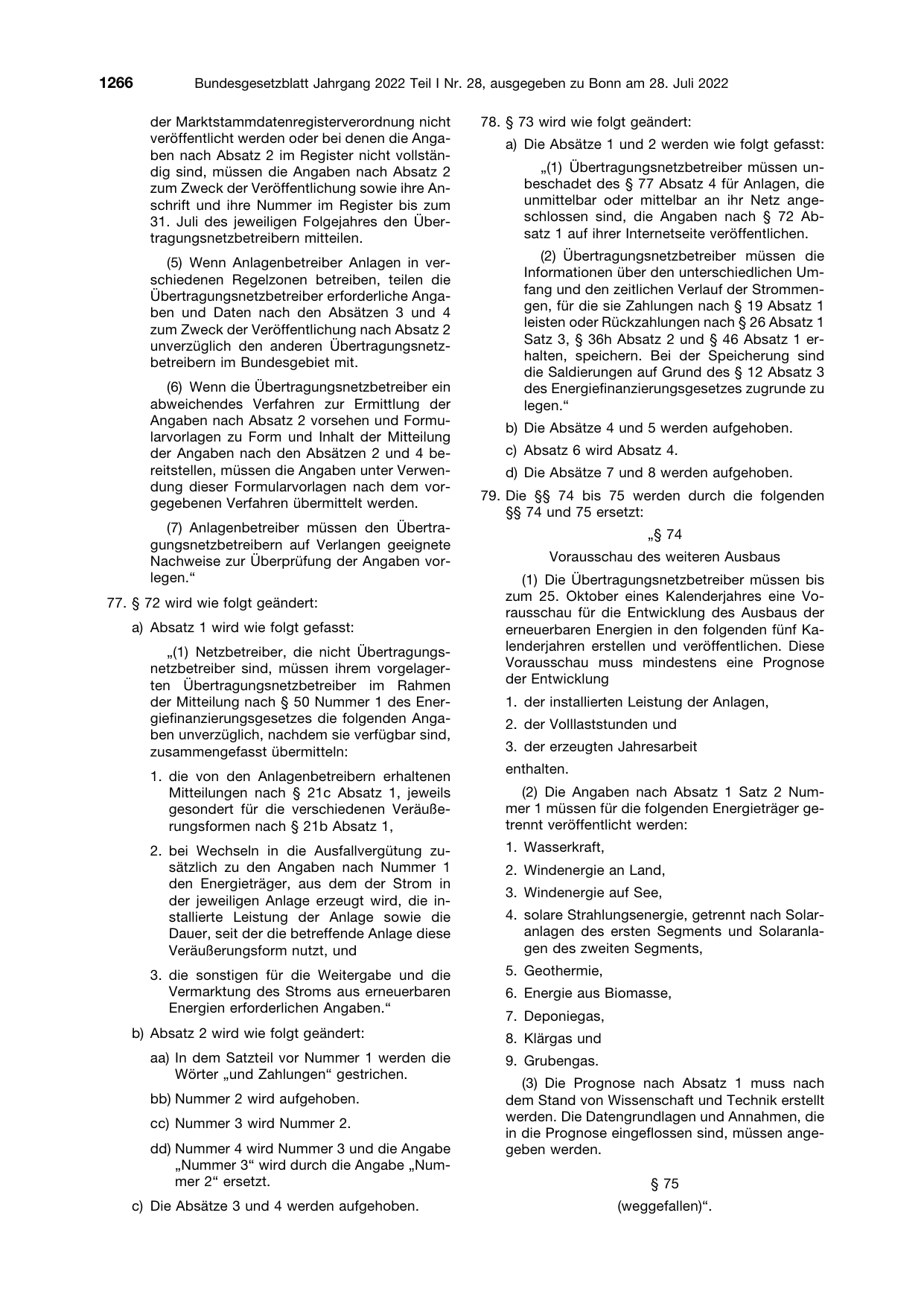 BGBl. 2022, Seite 1266 — Originalseite als Abbildung