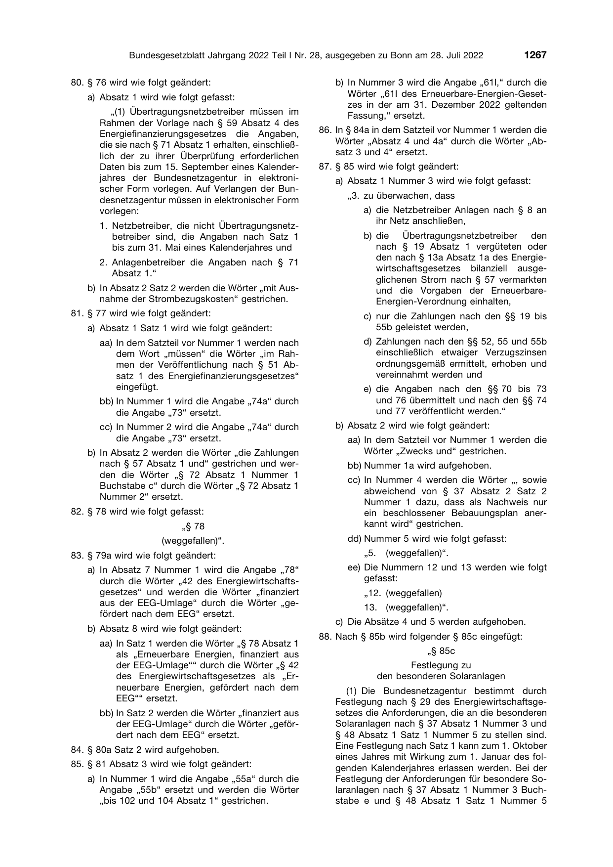 BGBl. 2022, Seite 1267 — Originalseite als Abbildung