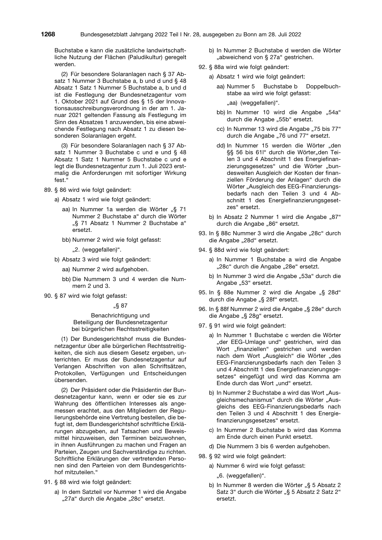 BGBl. 2022, Seite 1268 — Originalseite als Abbildung