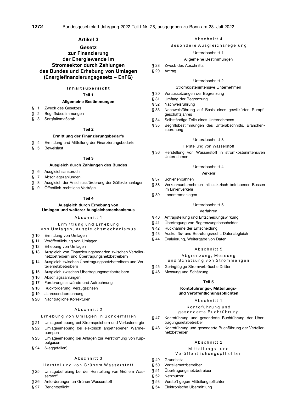 BGBl. 2022, Seite 1272 — Originalseite als Abbildung