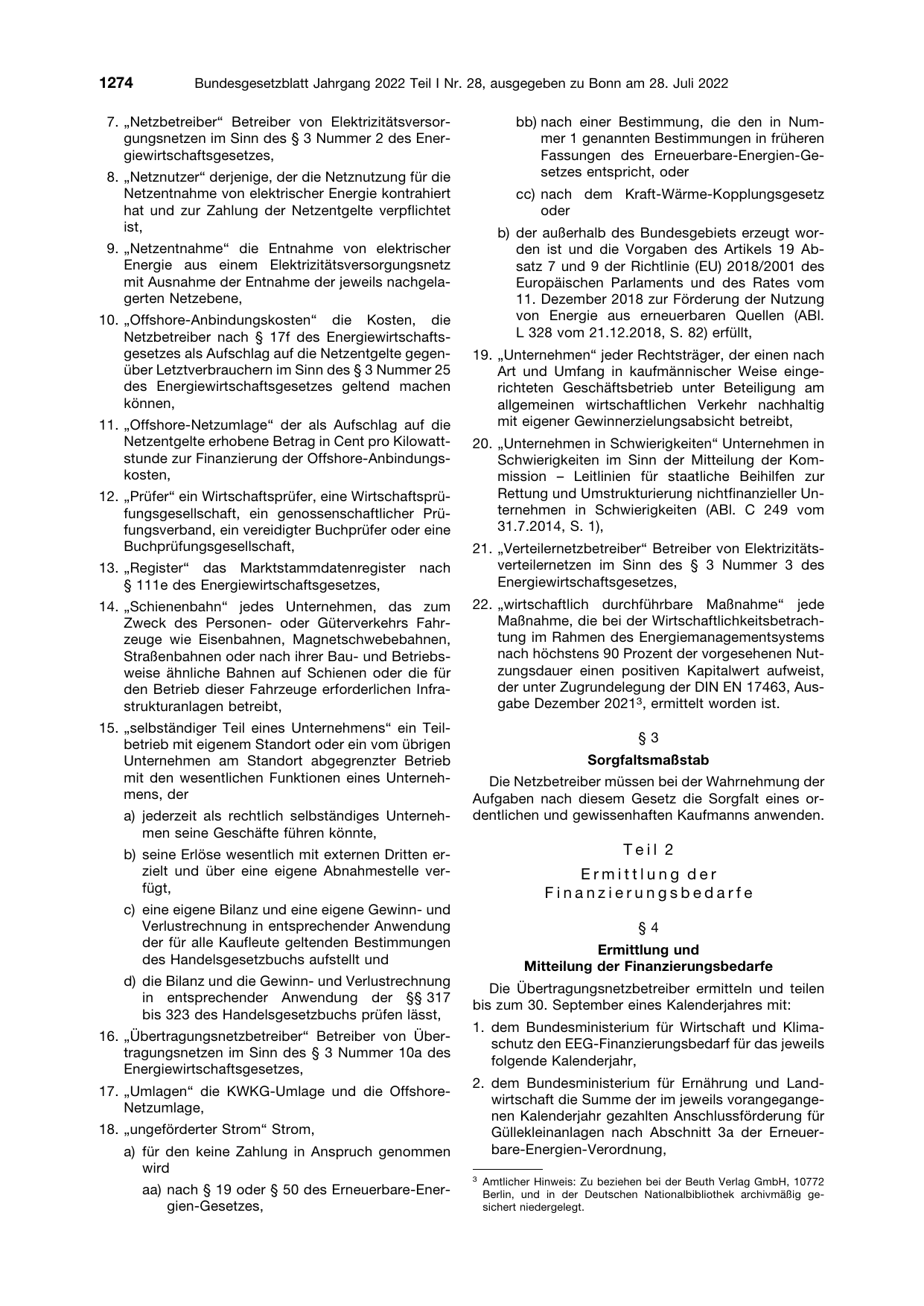 BGBl. 2022, Seite 1274 — Originalseite als Abbildung