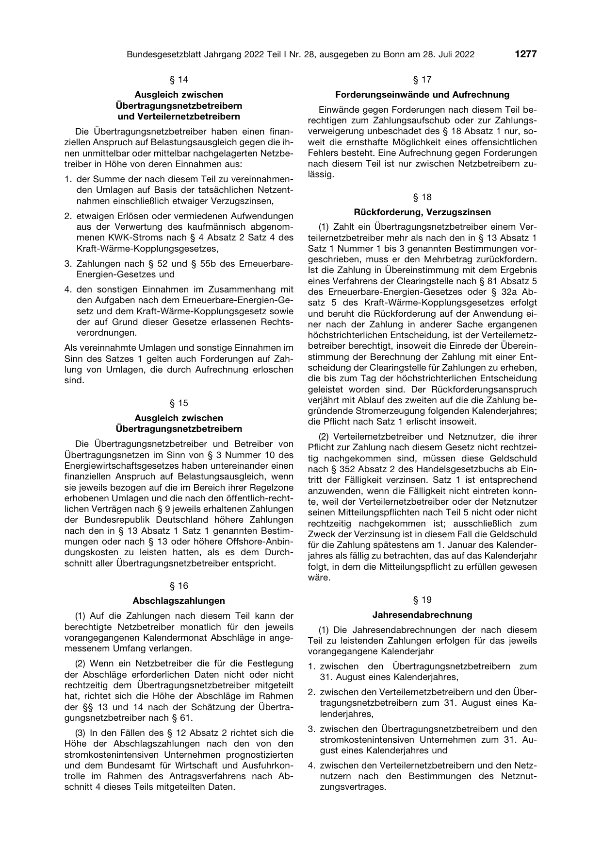 BGBl. 2022, Seite 1277 — Originalseite als Abbildung