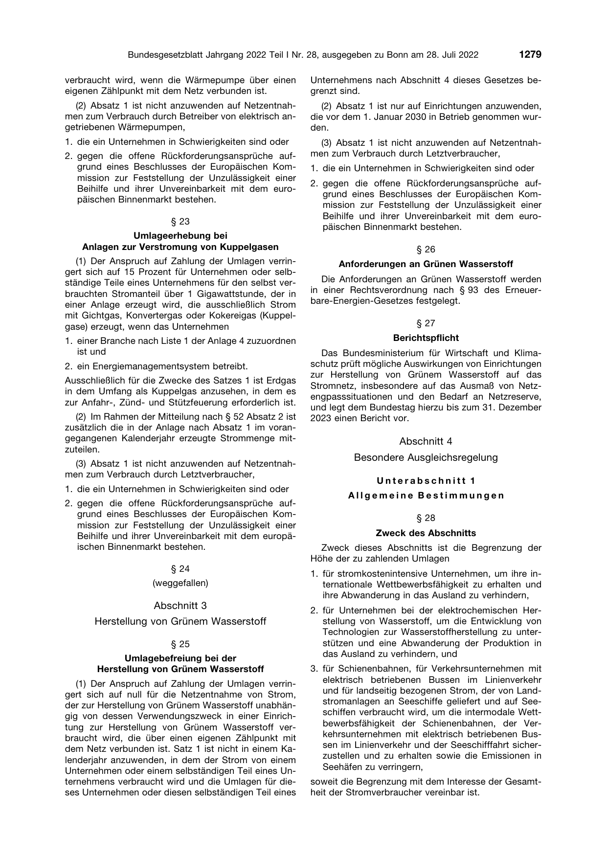 BGBl. 2022, Seite 1279 — Originalseite als Abbildung