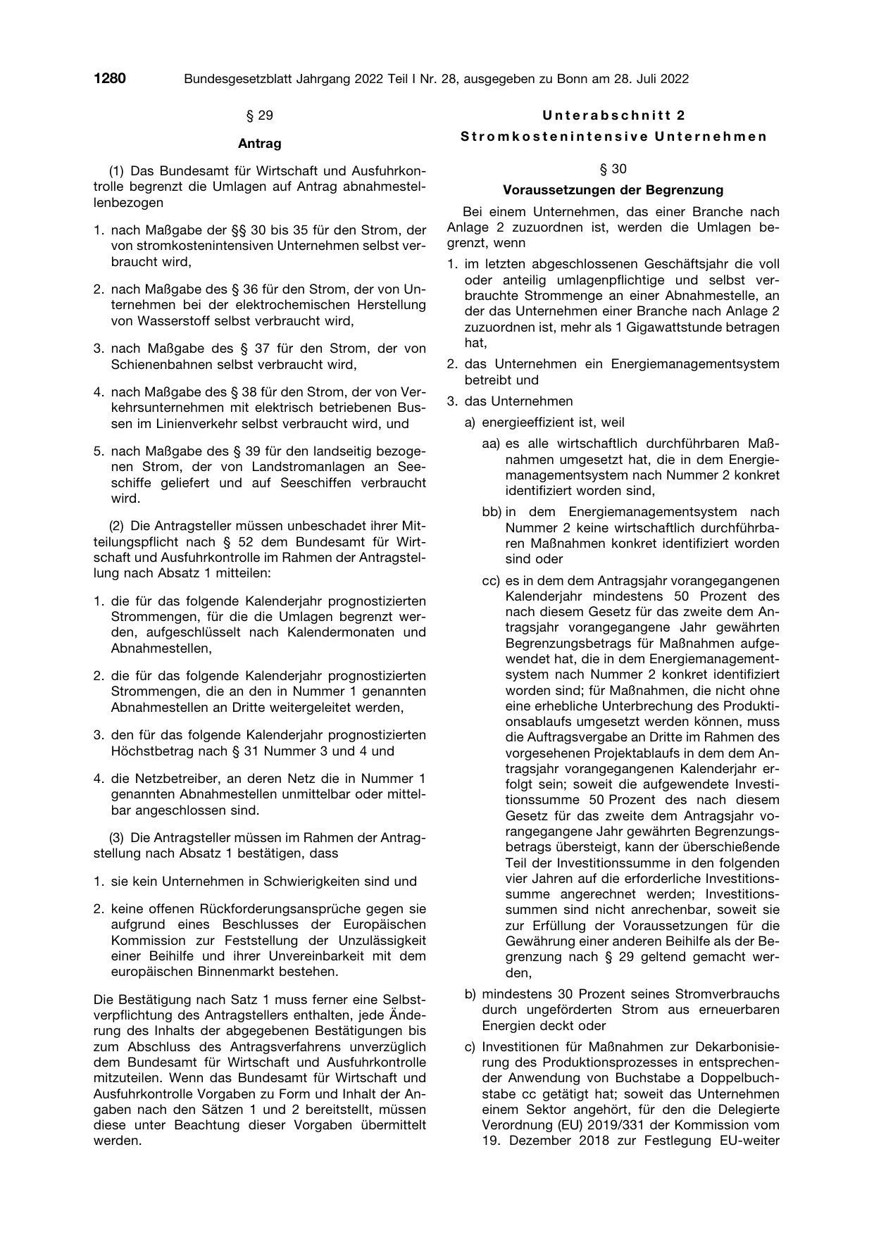BGBl. 2022, Seite 1280 — Originalseite als Abbildung