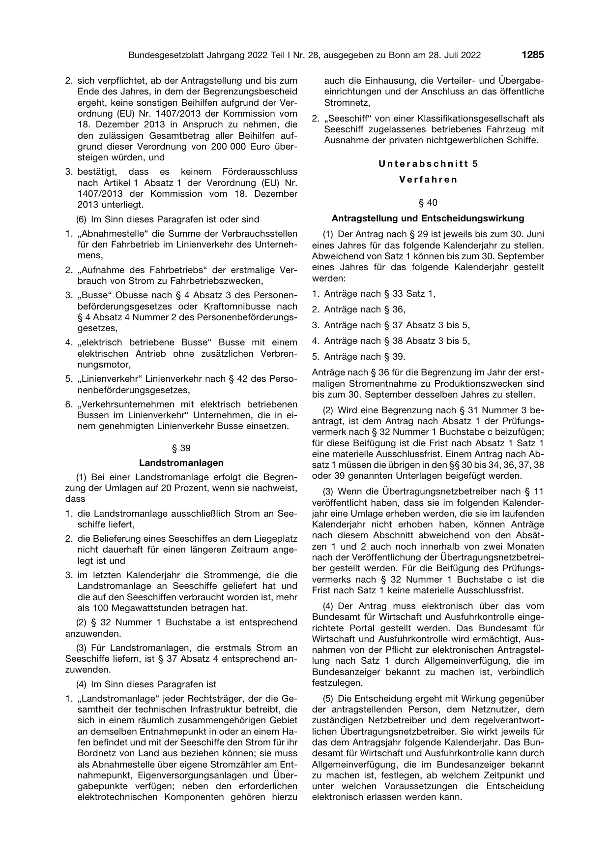 BGBl. 2022, Seite 1285 — Originalseite als Abbildung