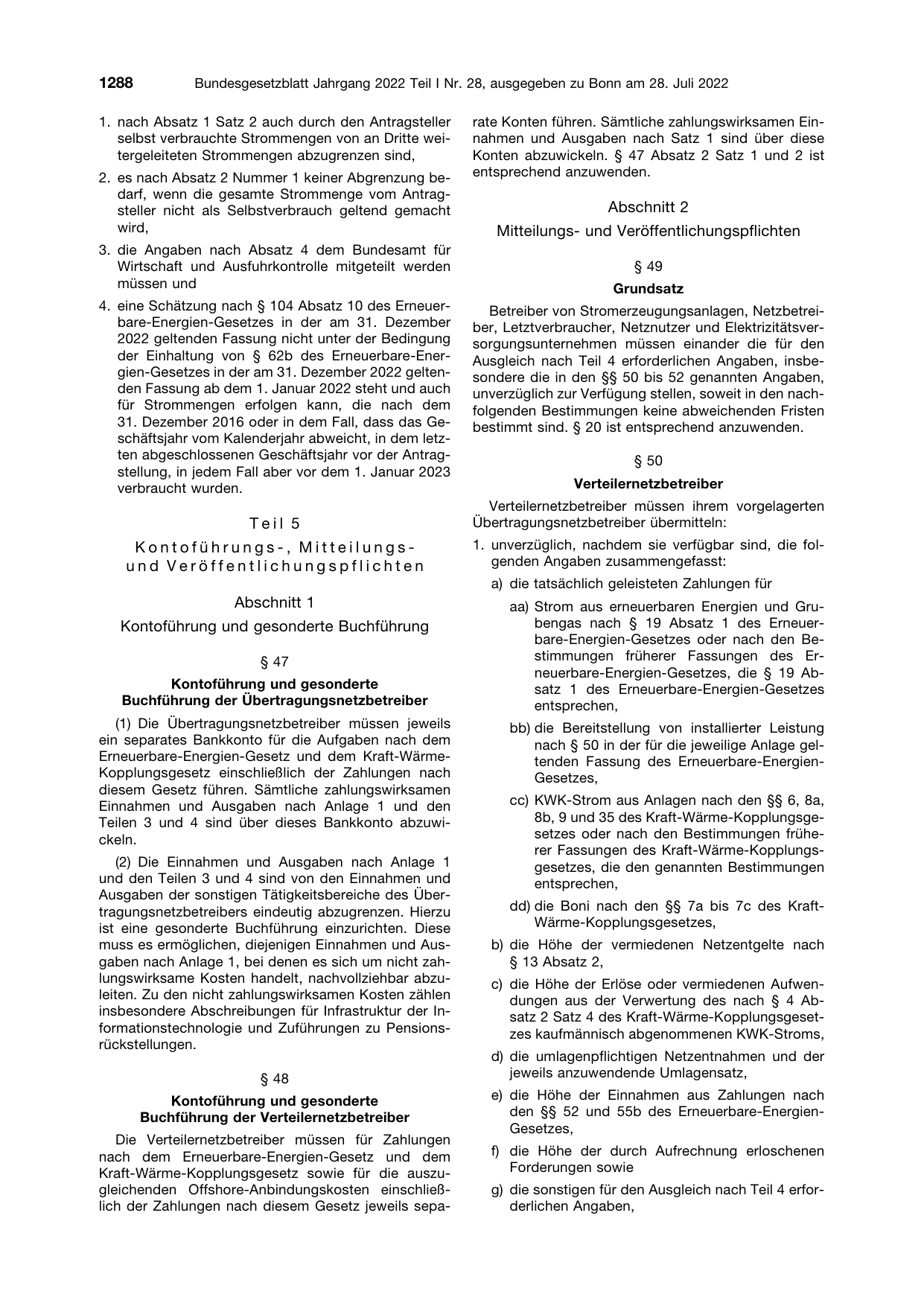BGBl. 2022, Seite 1288 — Originalseite als Abbildung