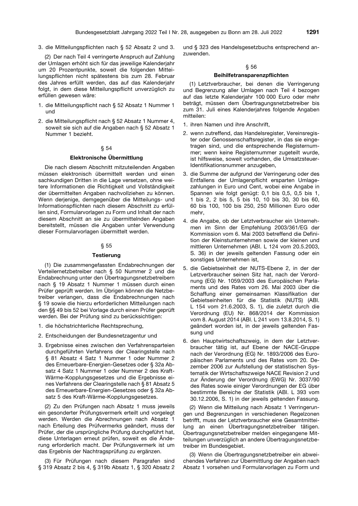 BGBl. 2022, Seite 1291 — Originalseite als Abbildung
