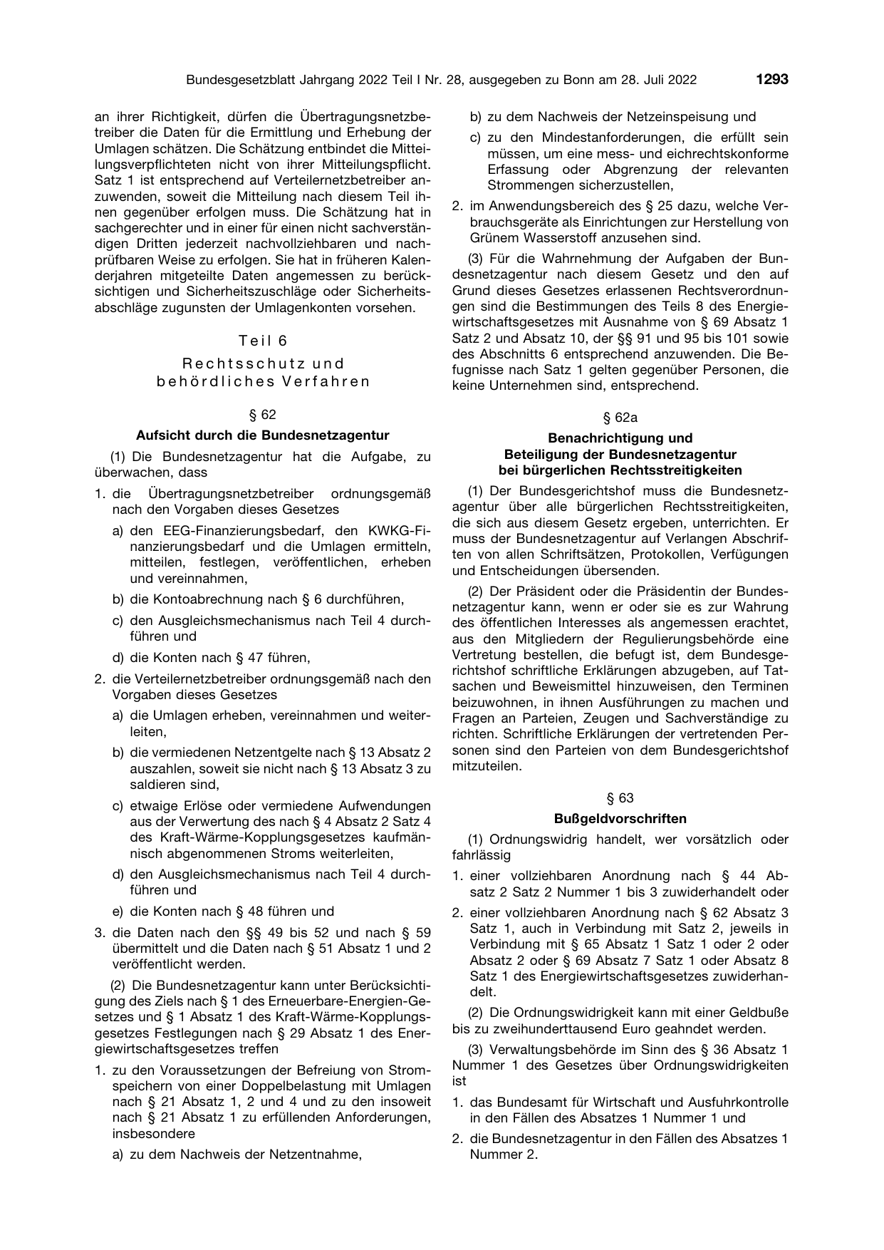 BGBl. 2022, Seite 1293 — Originalseite als Abbildung