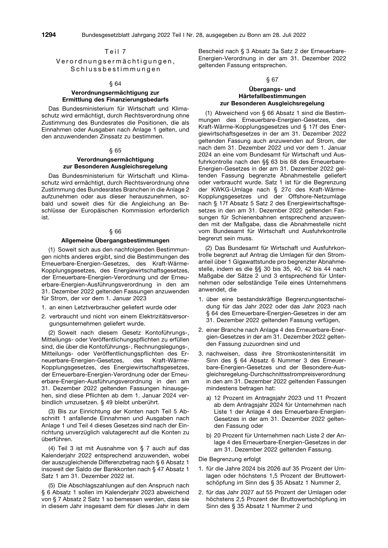 BGBl. 2022, Seite 1294 — Originalseite als Abbildung